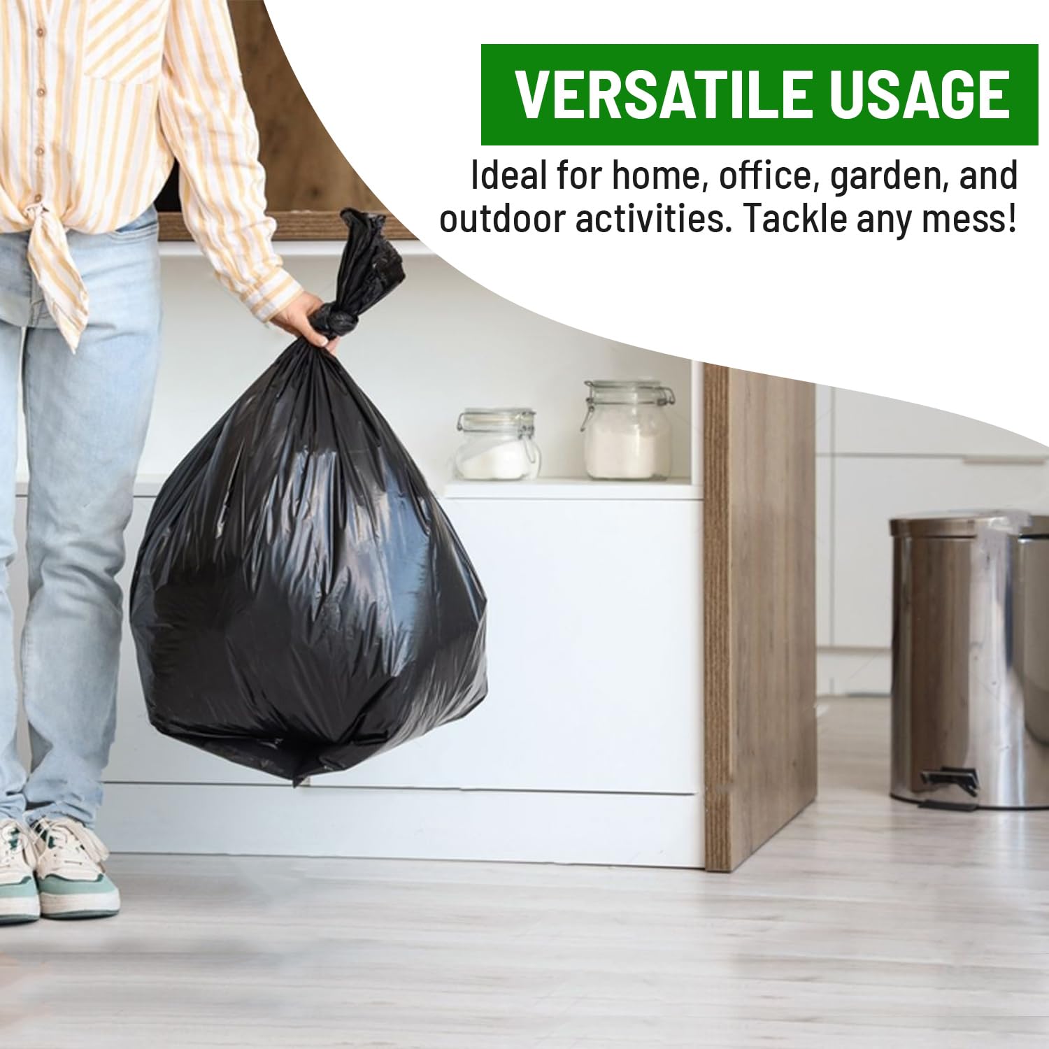 Delka Heavy Duty Black Bin Bags – 30 Micron Extra Strong Leak-Proof 75L Capacity – 50 Pack 4