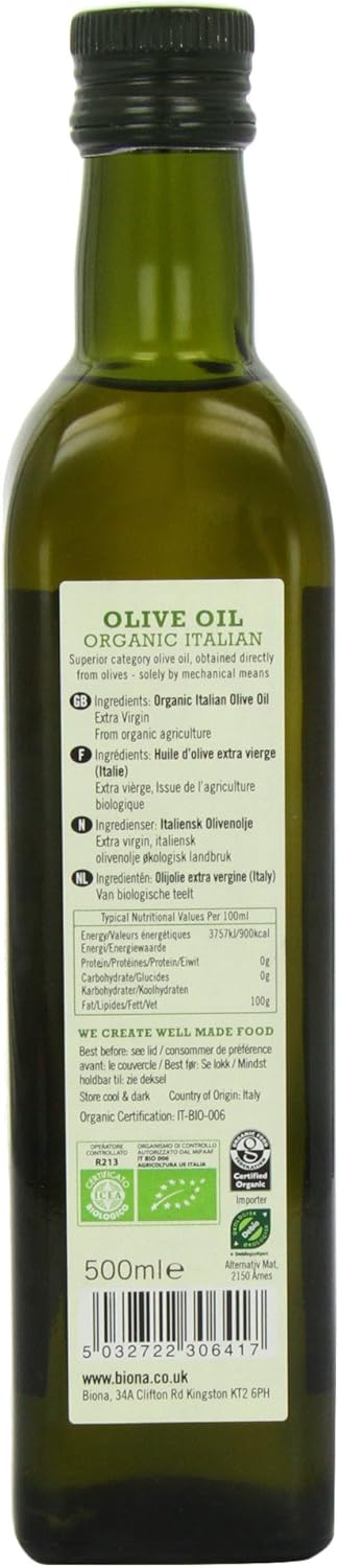 Biona Organic Italian Extra Virgin Olive Oil 500 ml 2