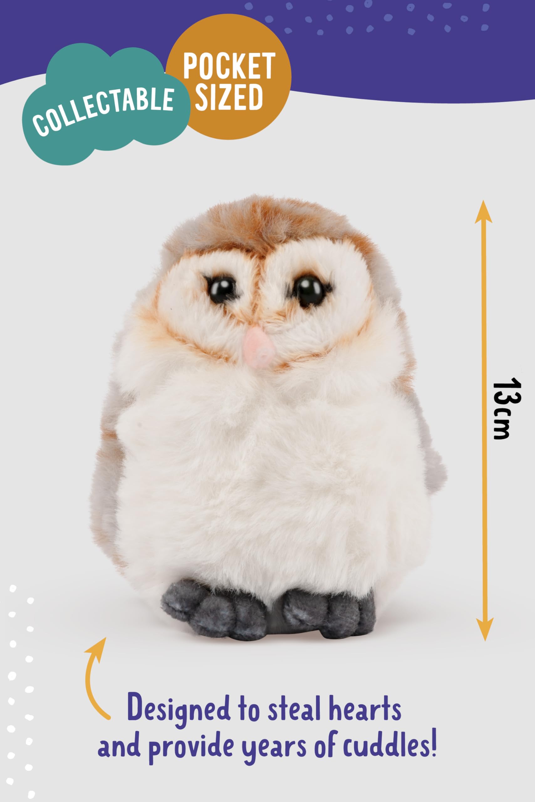 Living Nature SMOLS Barn Owl Plush Toy - Realistic & Eco-Friendly Cuddly Owl for All Ages 2