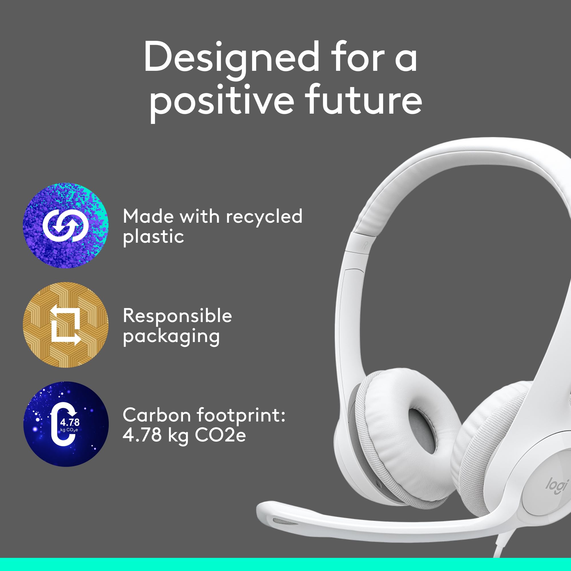 Logitech H390 Wired USB Headset with Noise-Cancelling Mic for PC, Chromebook, Laptop - Stereo Sound, In-line Controls, 1.9m Cable 18