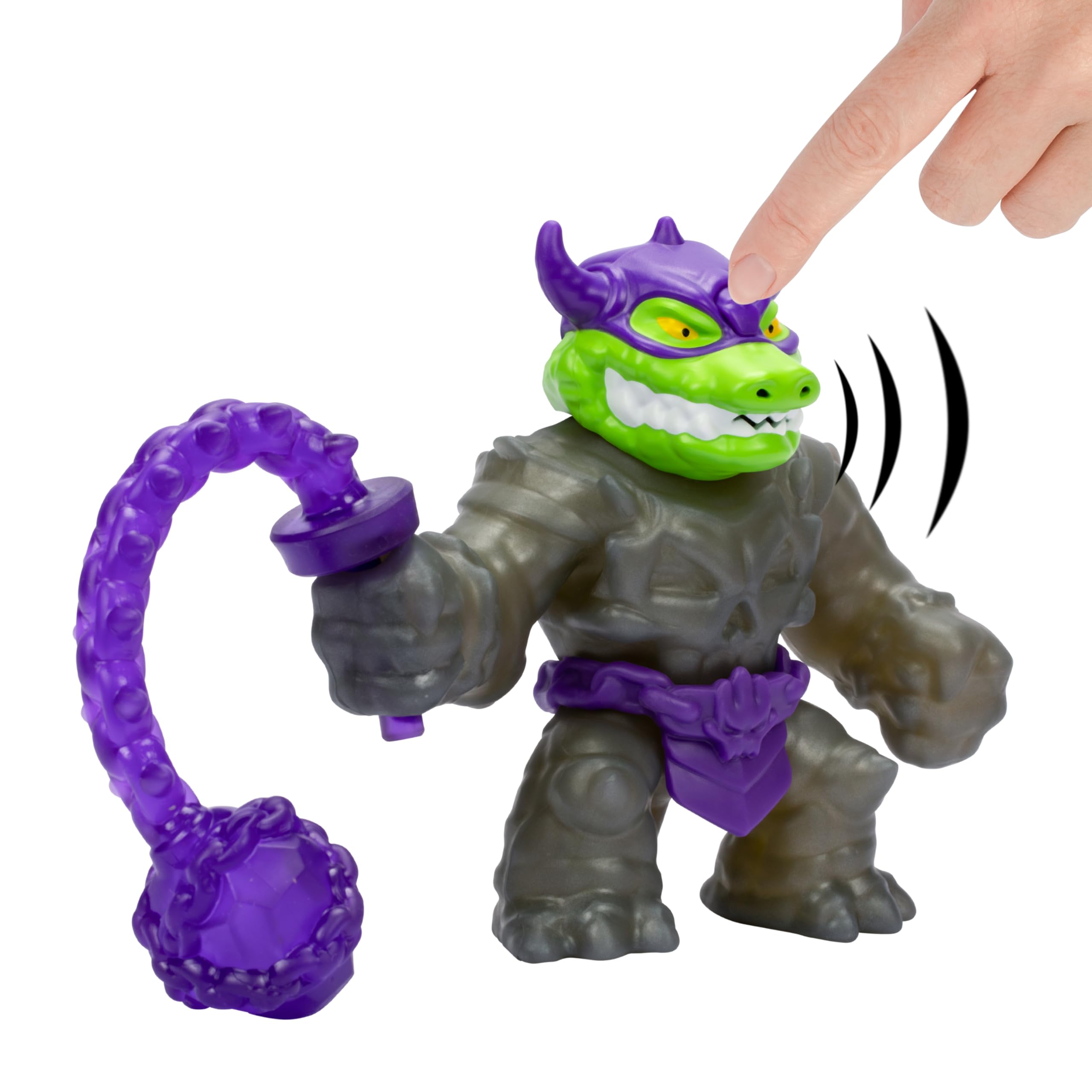 Heroes of Goo Jit Zu Stretch Strikers Deluxe Hero Pack Rock Jaw Action Figure with 20+ Battle Sounds