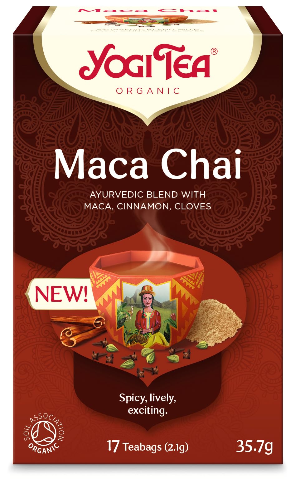 YOGI TEA - Maca Chai Organic Herbal Tea, Blend of Cinnamon, Cloves & Maca, 102 Tea Bags