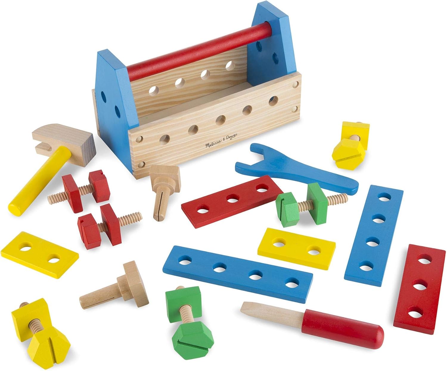 Melissa & Doug Take-Along Tool Kit - 24-Piece Wooden Pretend Play Set for Ages 3+