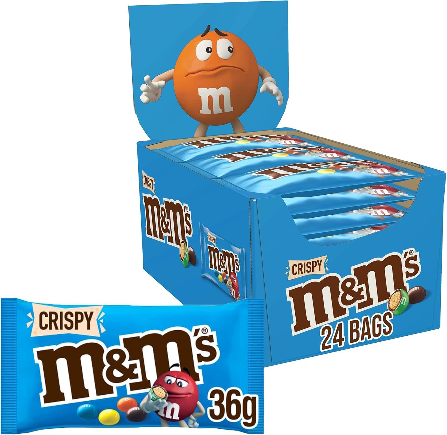 M&M's Crispy Chocolate Bulk Box - 24 Pack Movie Night Snacks, Chocolate Gifts 1