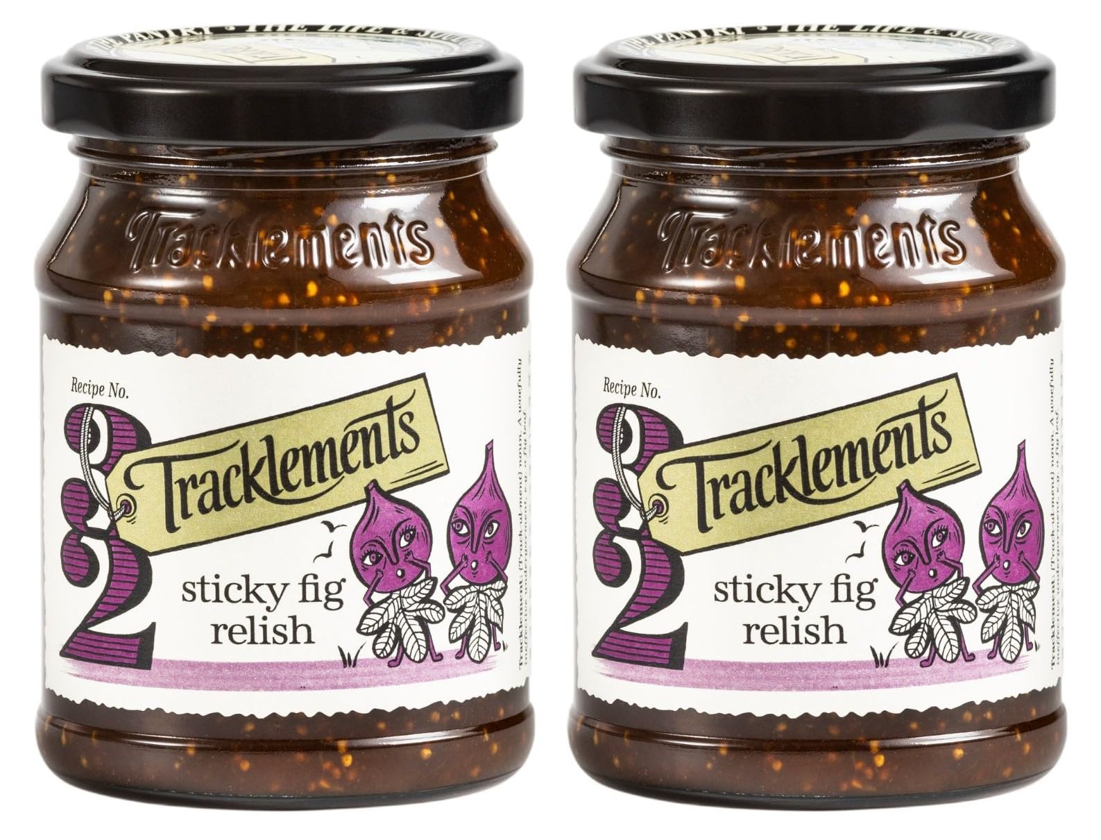 Tracklements Sticky Fig Relish - Tangy & Sweet Condiment for Soft Cheeses | 420g (Pack of 2)