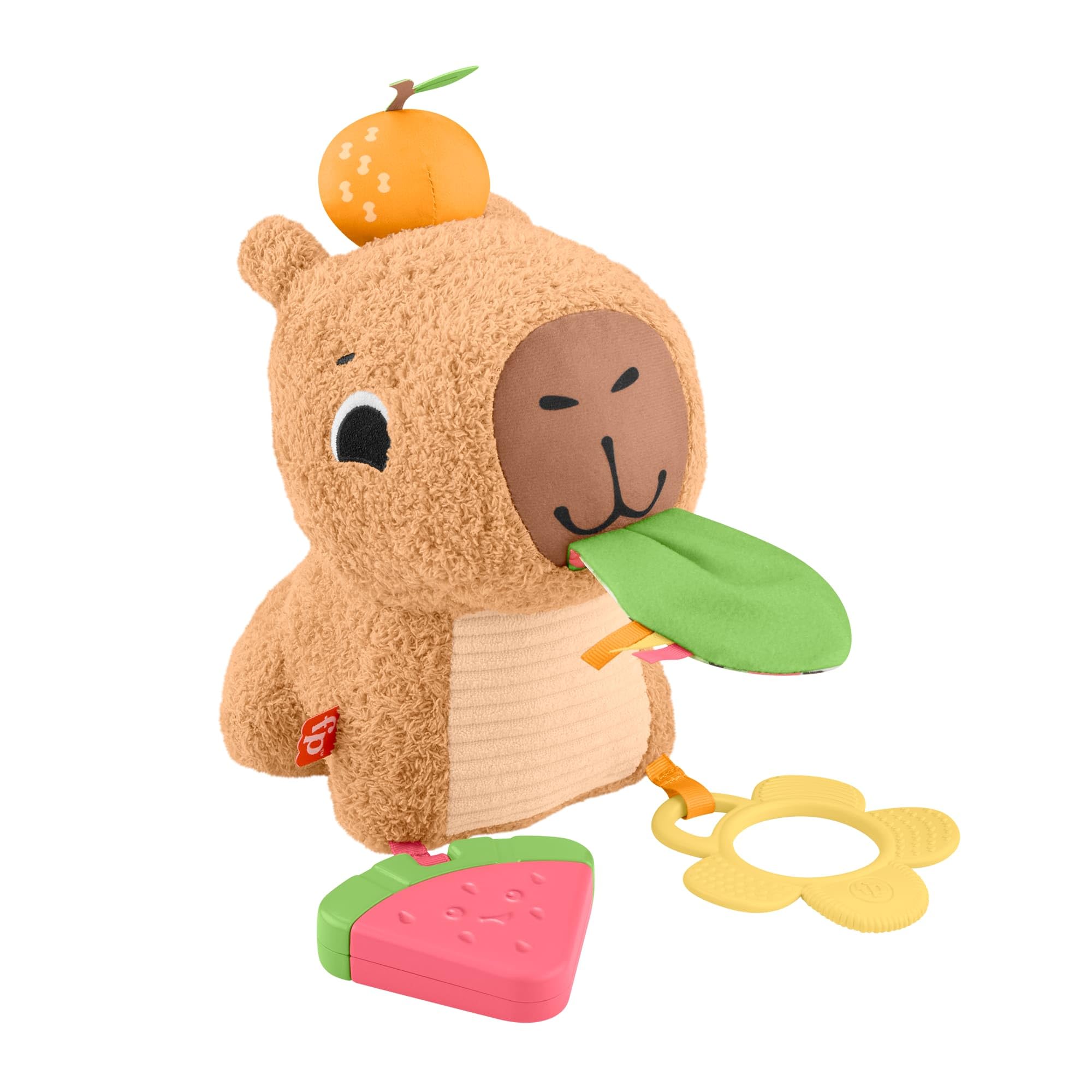 Fisher-Price Snuggly Snacky Capybara Plush - Sensory Baby Toy for 3+ Months