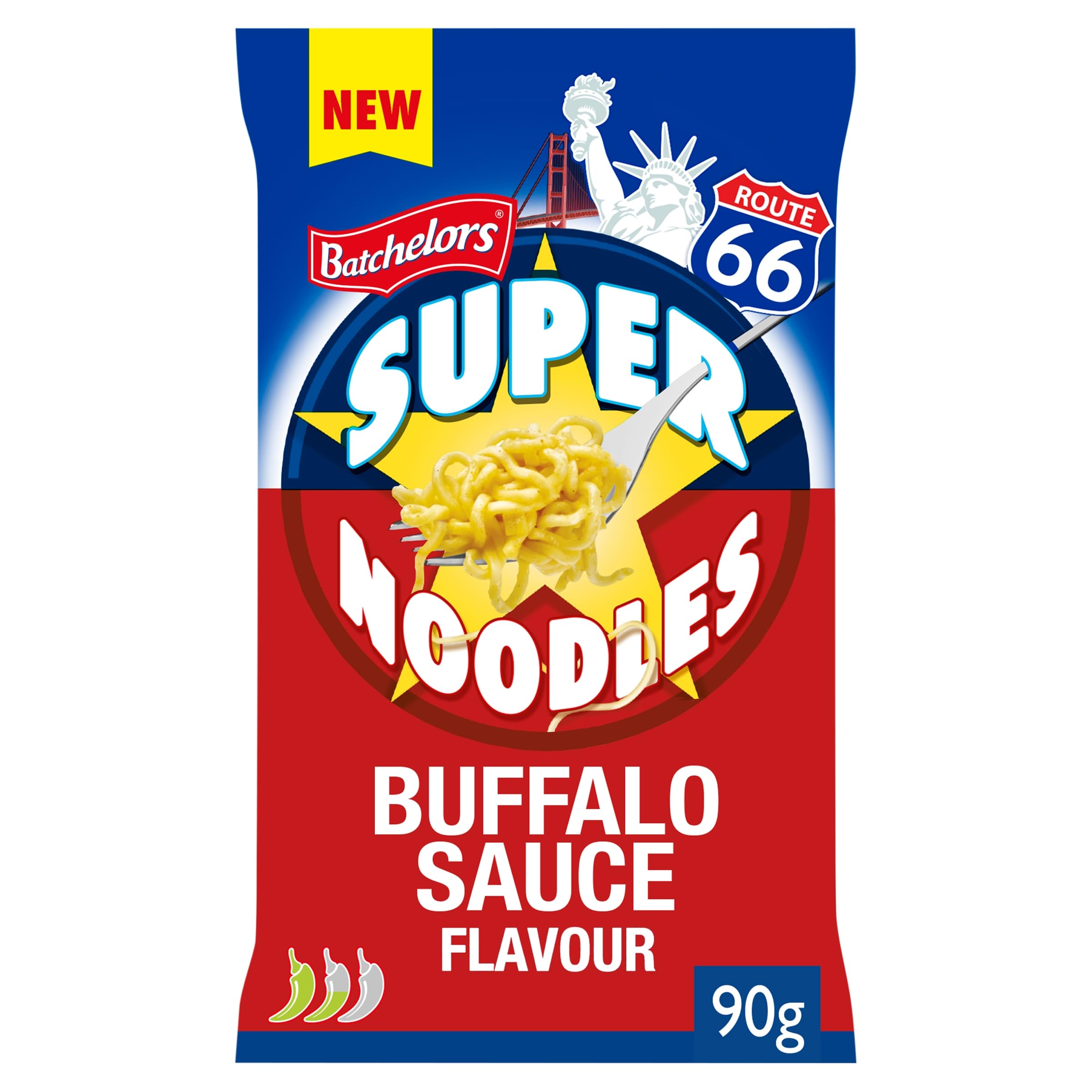 Batchelors Super Noodles American Buffalo Sauce Flavour, Instant Snack, 90g 1