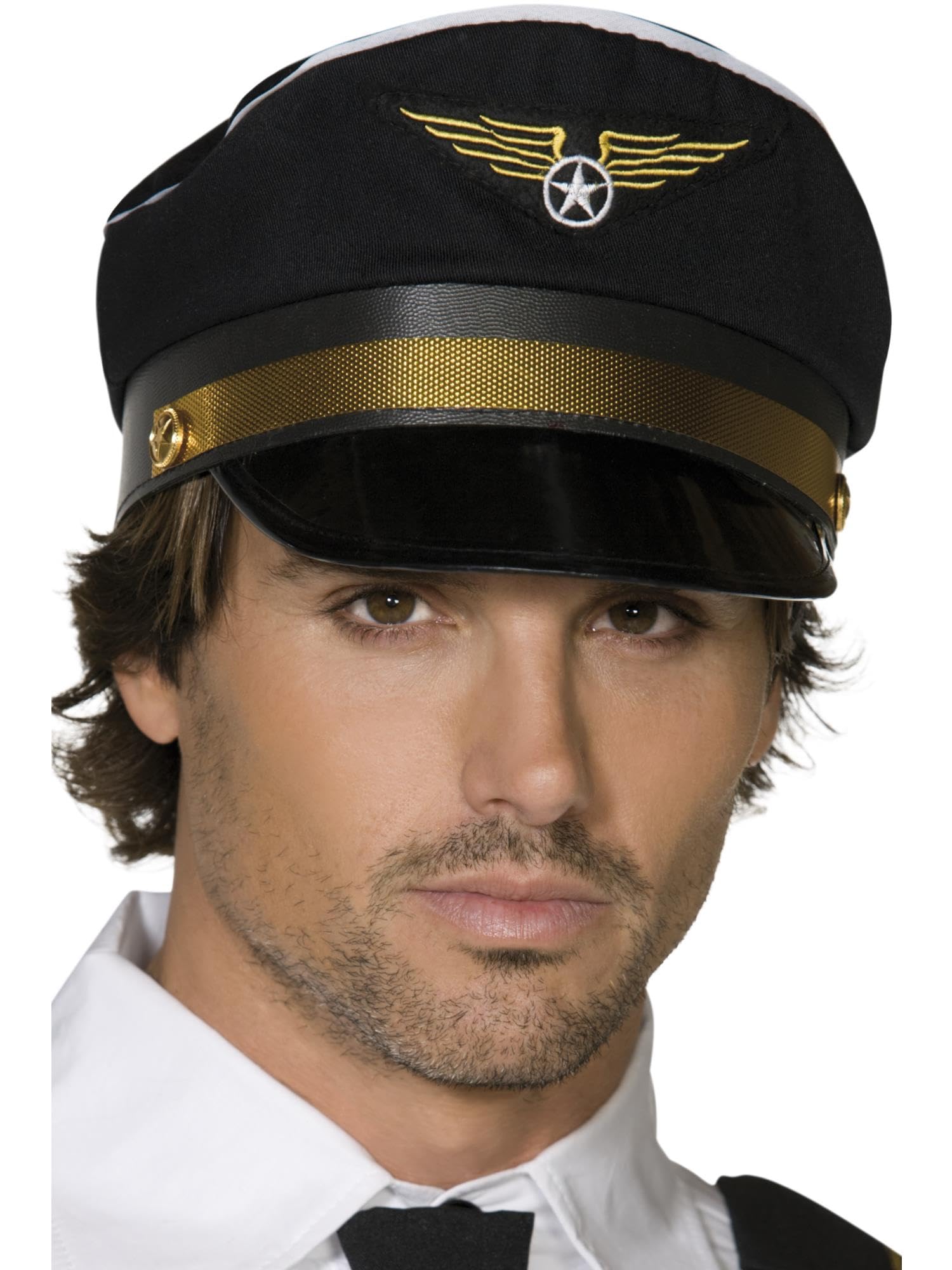 Smiffys Pilot Cap - Black | One Size | Plastic