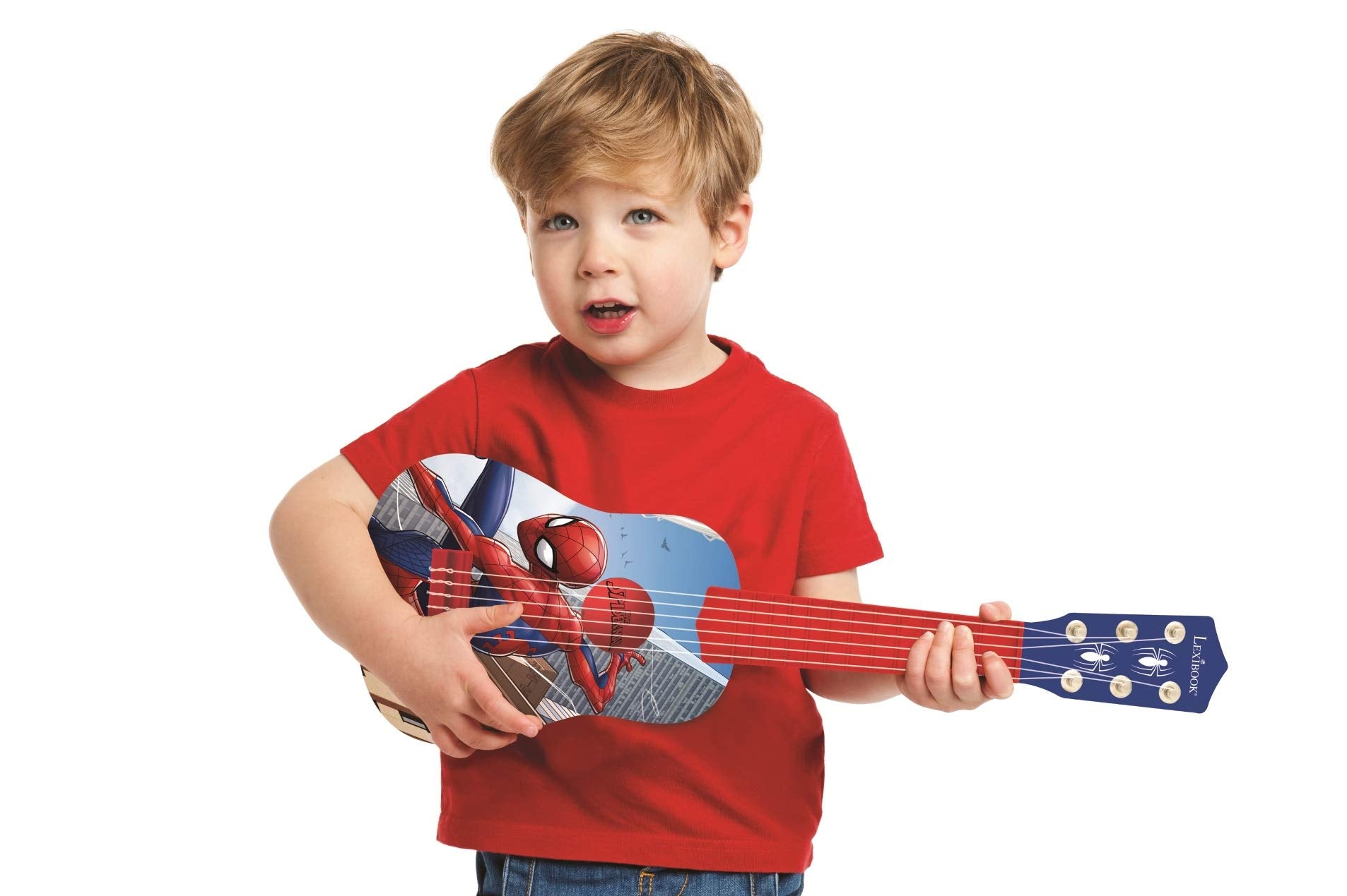 Lexibook Marvel Spider-Man Peter Parker My First Guitar - 6 Nylon Strings, 53 cm, Learning Guide Included, Blue/Red, K200SP 4