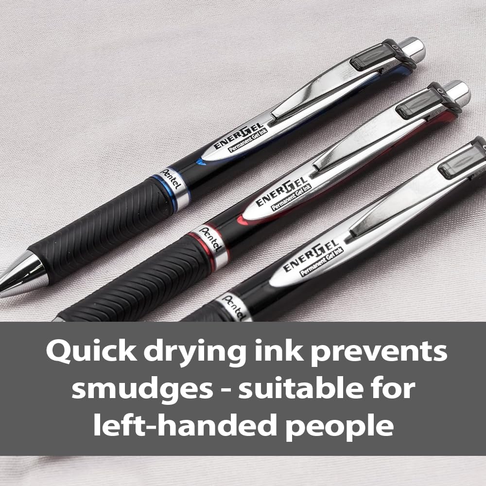 Pentel EnerGel Permanent Pen Refills - 0.7mm Black Ink | Pack of 12