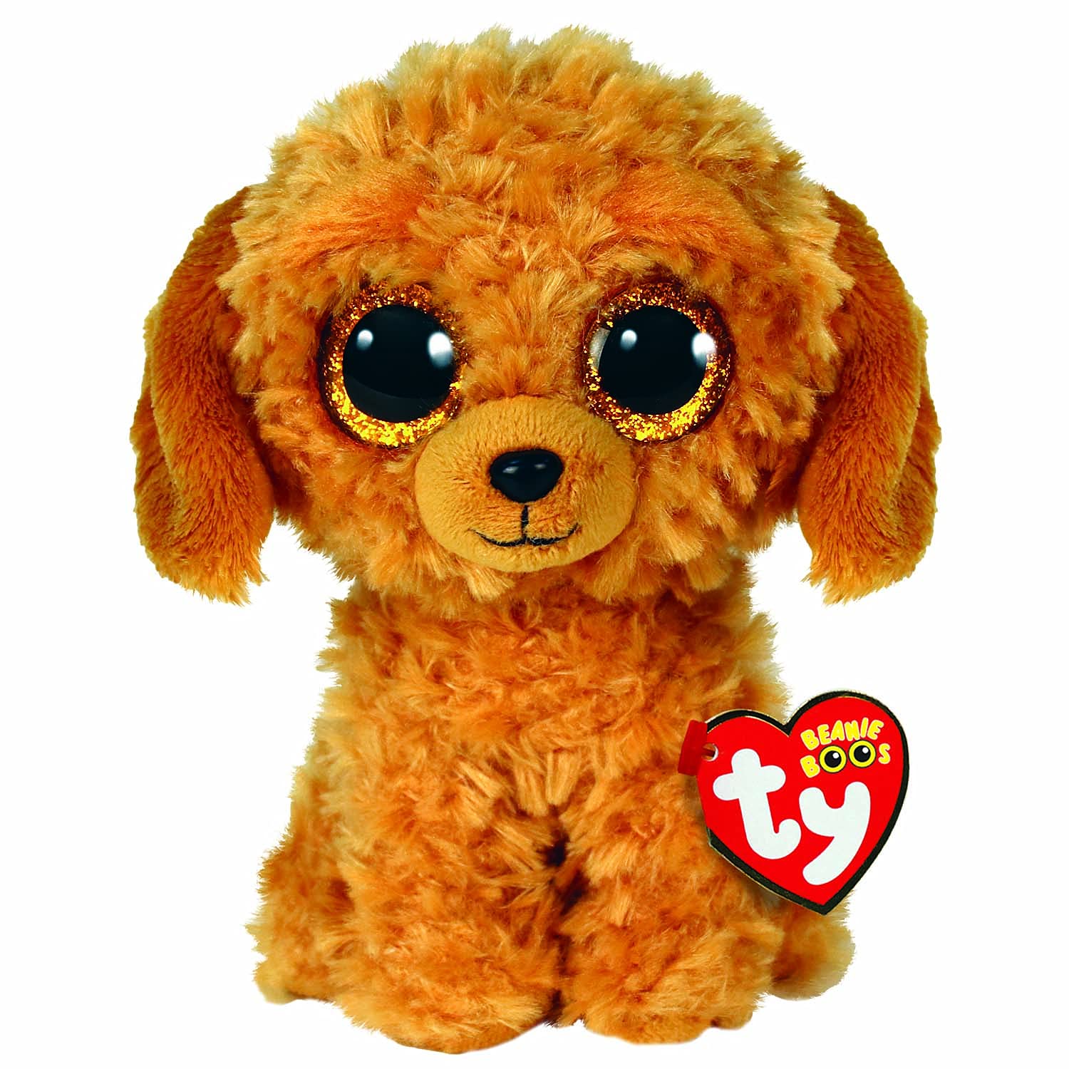TY Beanie Boo's Noodles Labradoodle - 6 Inch Plush Toy | Golden Orange Fur | Glitter Eyes
