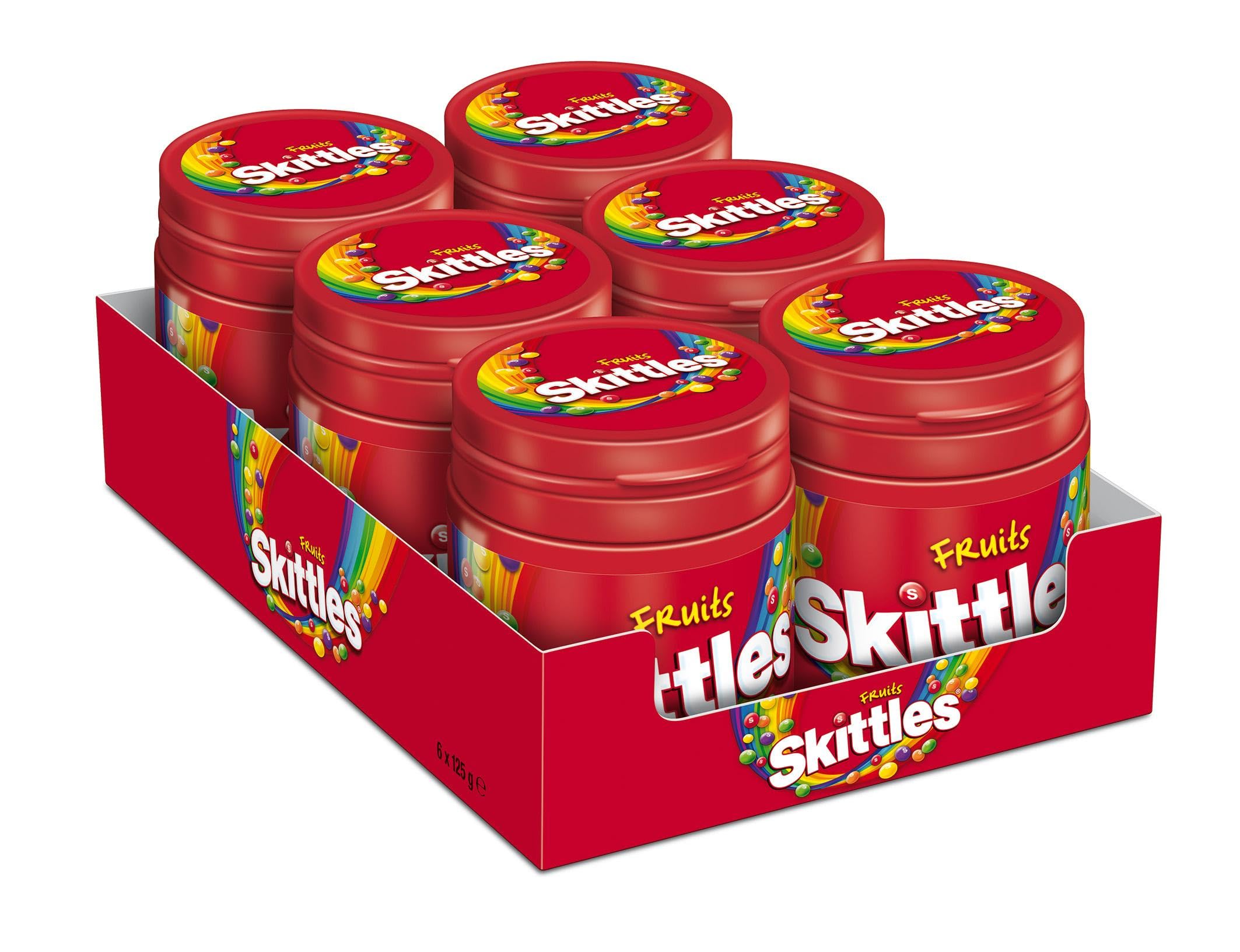 Skittles Fruit Chewy Sweets Bottle - 6 Pack of 125g Bottles | Vegan Friendly