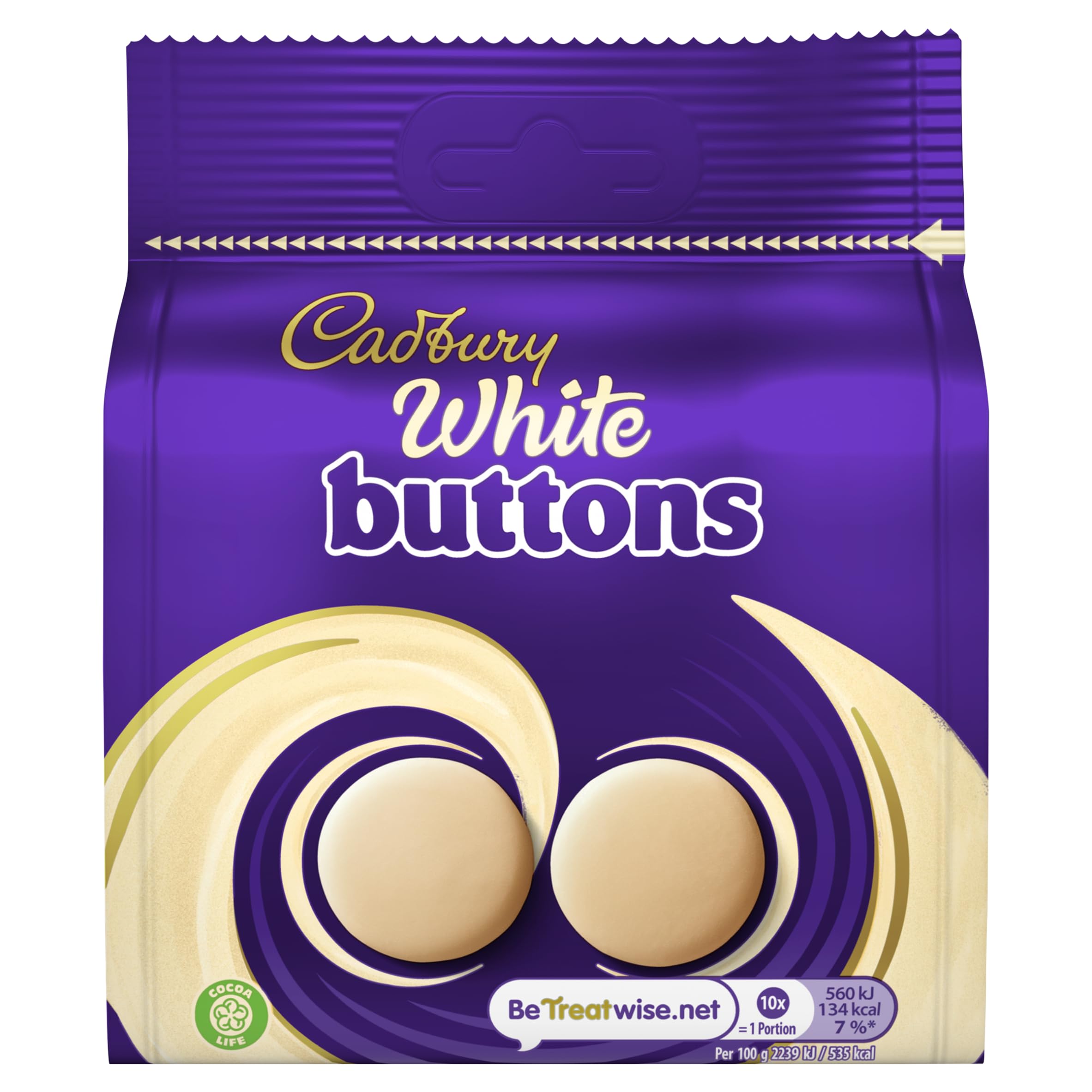 Cadbury White Buttons Chocolate Bag, Creamy Melt-in-Mouth Treat, 85g