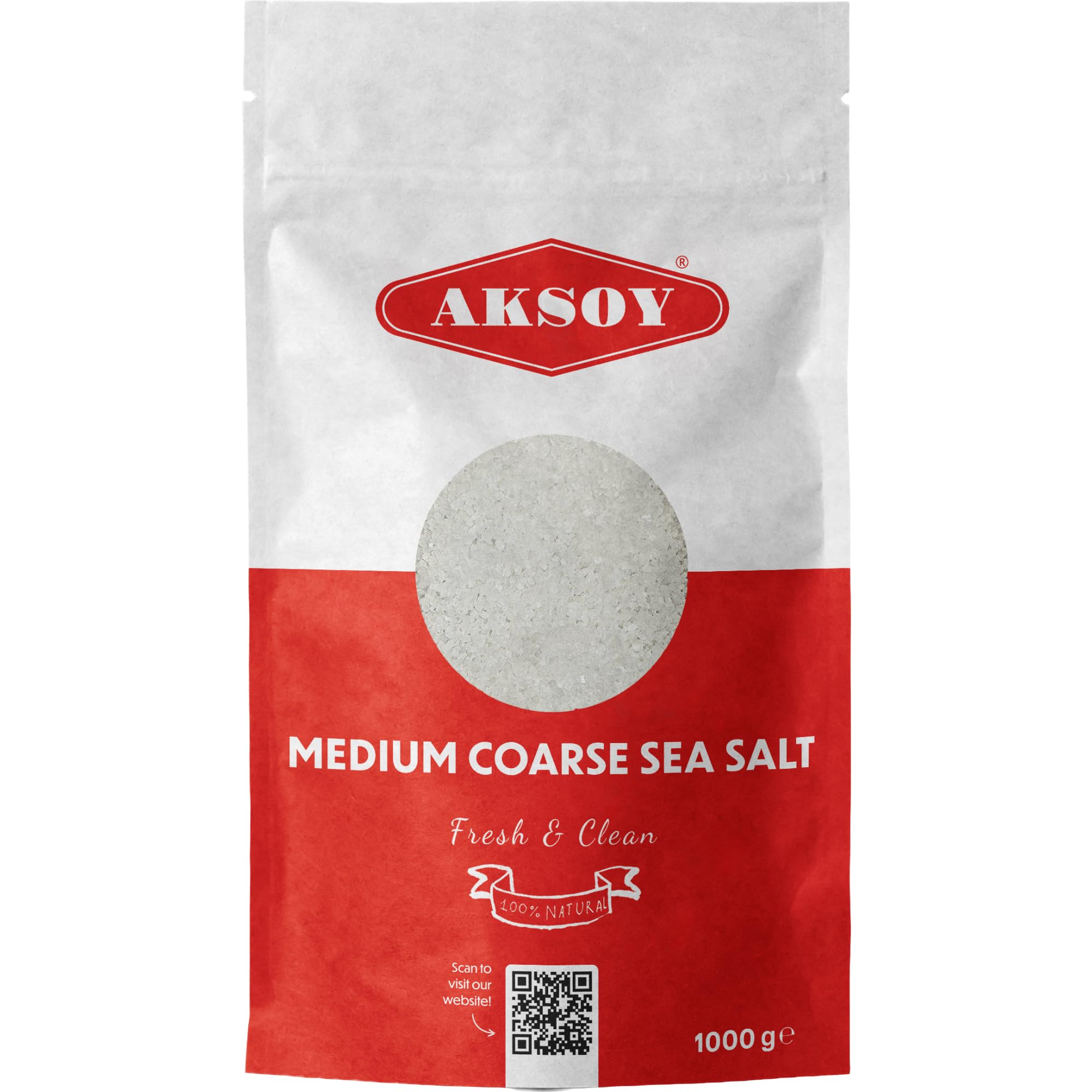 AKSOY Sea Salt - Medium Coarse Grain | 1kg | GMO Free, Vegan
