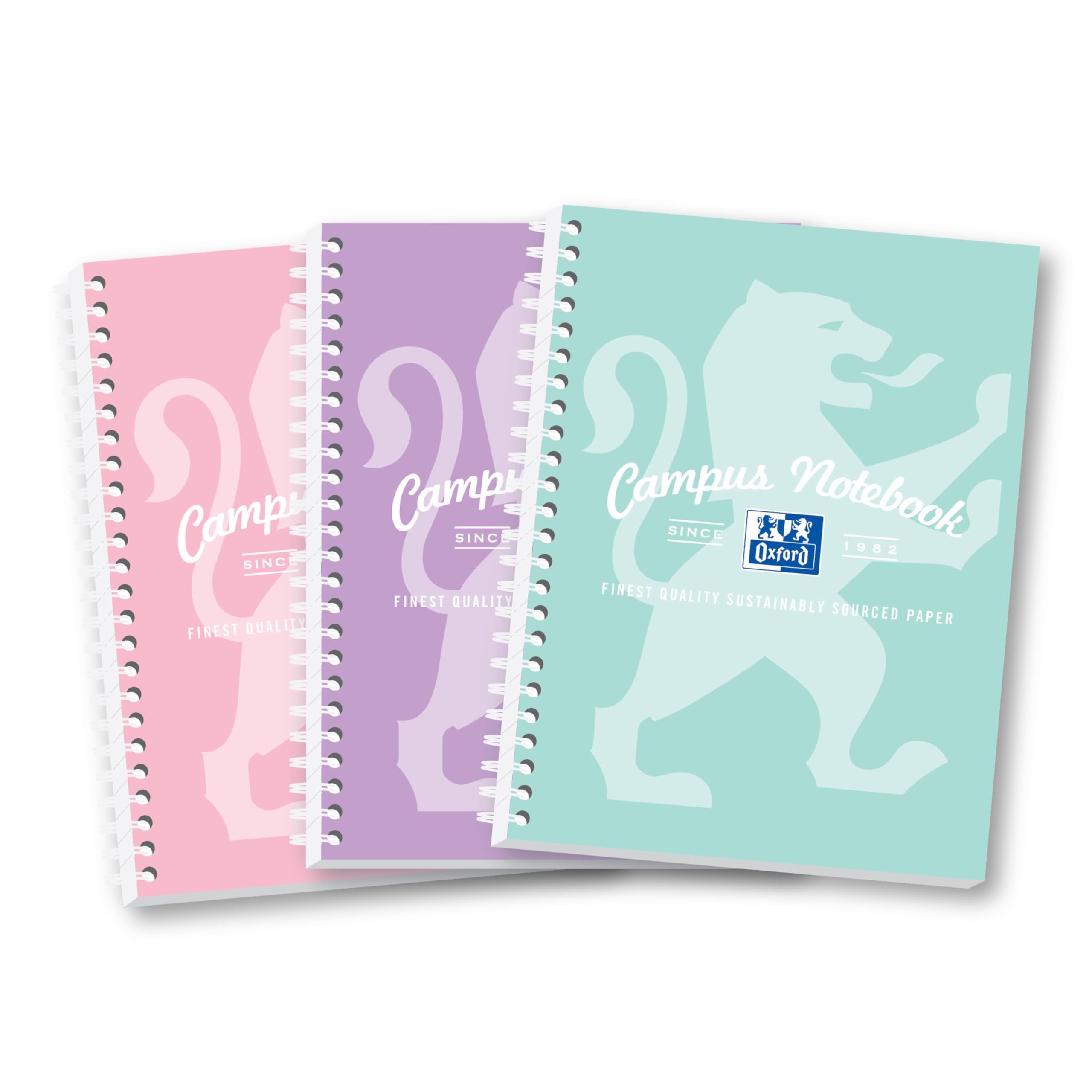 Oxford Campus Pastel A5 Notebooks - Lined, 140 Pages, Assorted Colors (3 Pack)