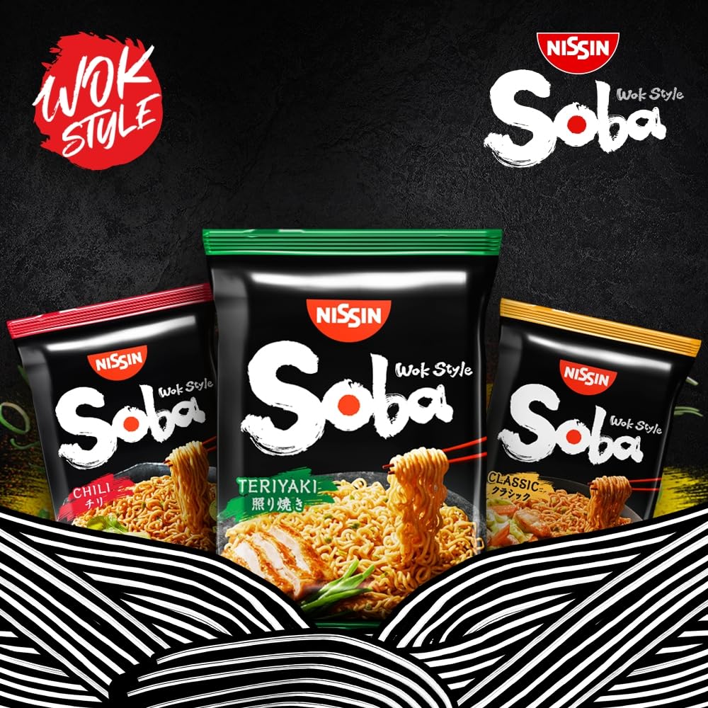 NISSIN Soba Wok Style Teriyaki Flavoured Instant Noodles - 110 g Packet (Pack of 9) 7
