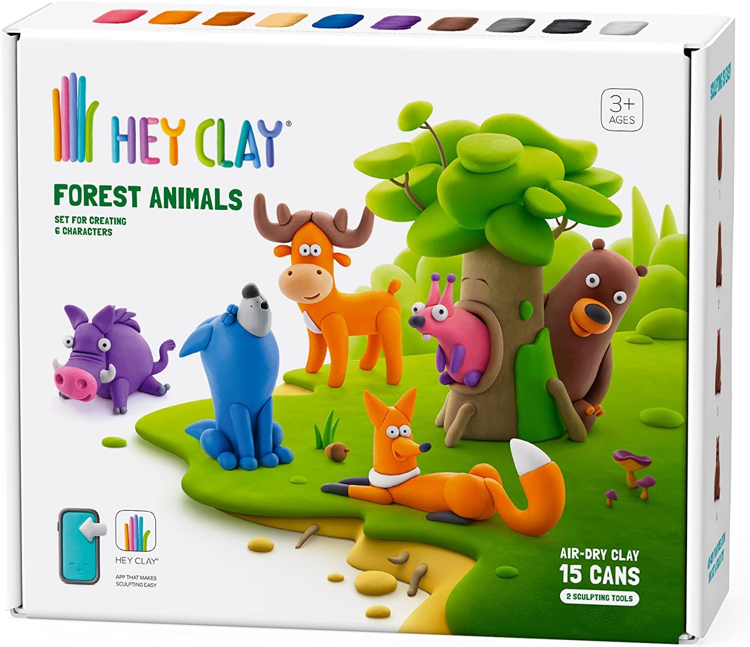 Hey Clay Forest Animals Set - Air Dry Modeling Clay Kit for Kids 1