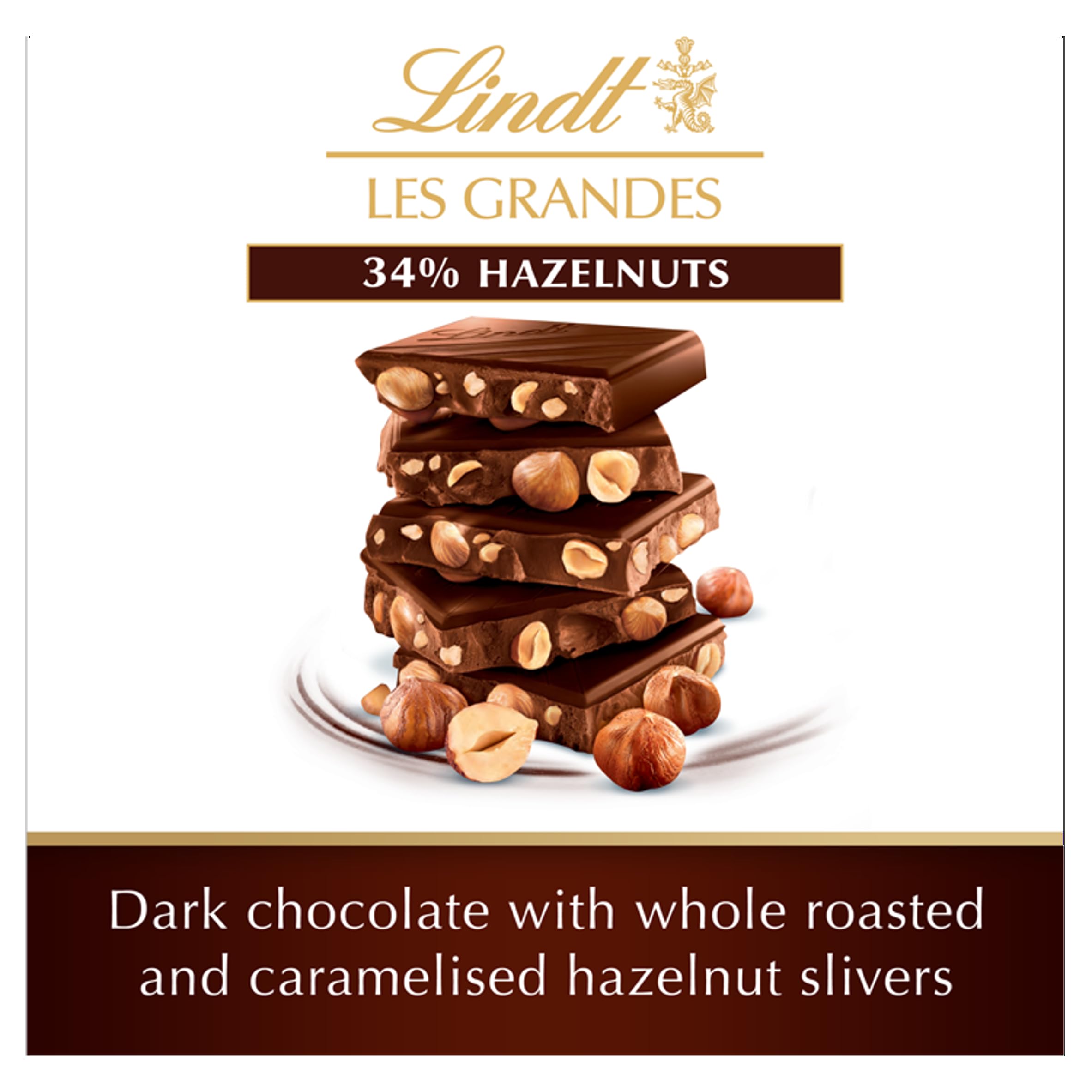 Lindt Les Grandes Dark Chocolate Hazelnut Bar, 150 g