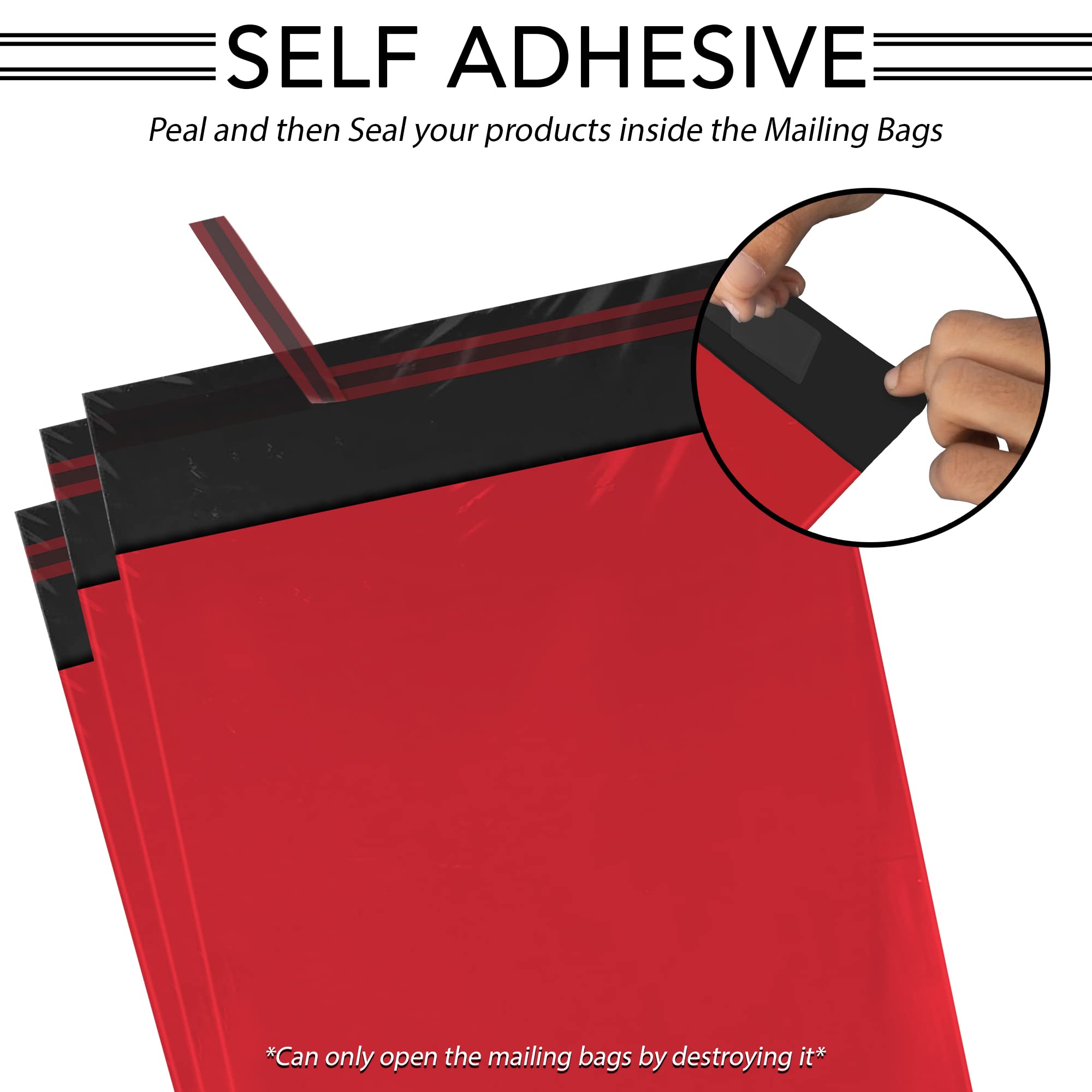 iSOUL Strong Large Mailing Postal Bags - 100 Pack | 12 x 16 Inch | Red | Water Resistant