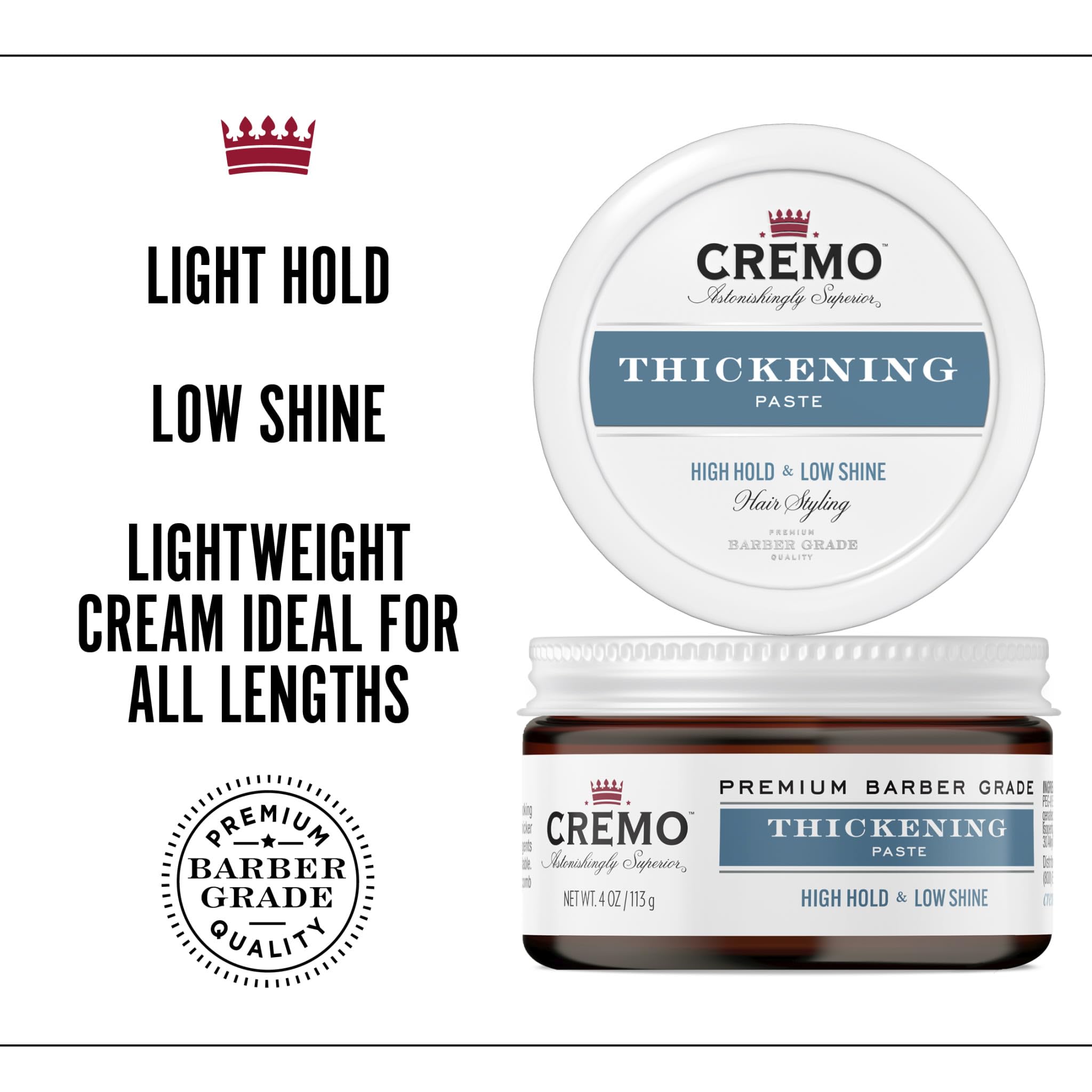 Cremo Thickening Hair Styling Paste for Men - High Hold, Low Shine, 113 g 2