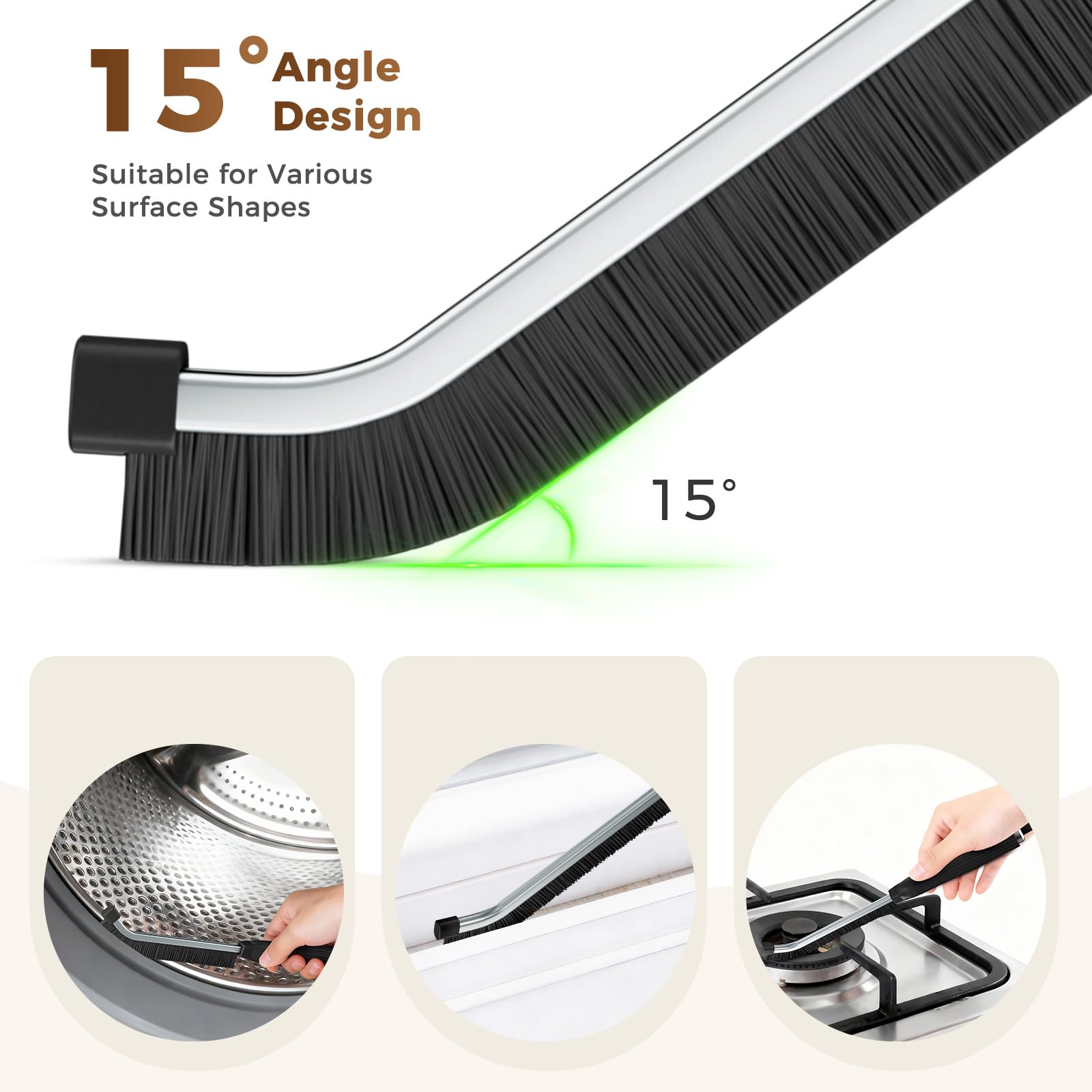 Oderra Crevice Cleaning Brush - 3mm Hard Bristle, 4 Pcs, Black 3