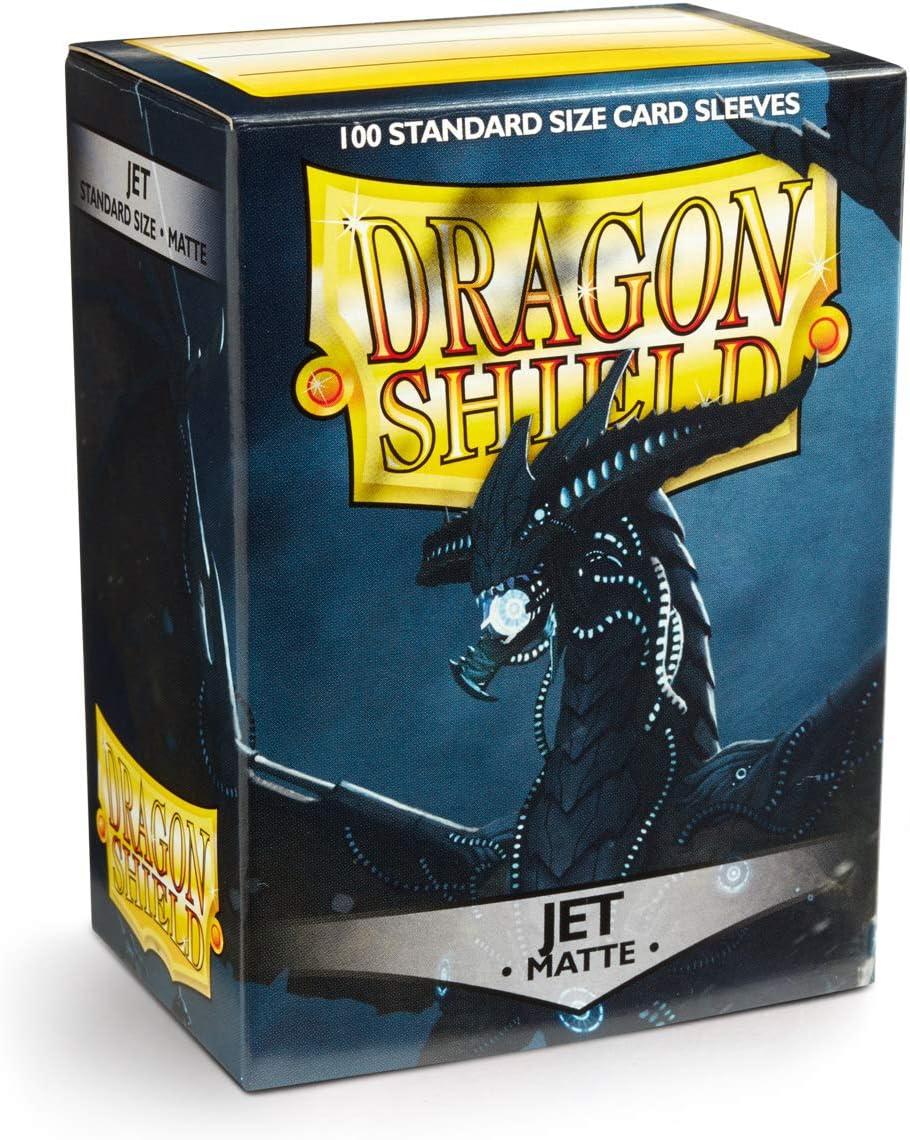 Dragon Shield Matte Jet Black Card Sleeves - 100 Count Standard Size (2.5 x 3.5 in)