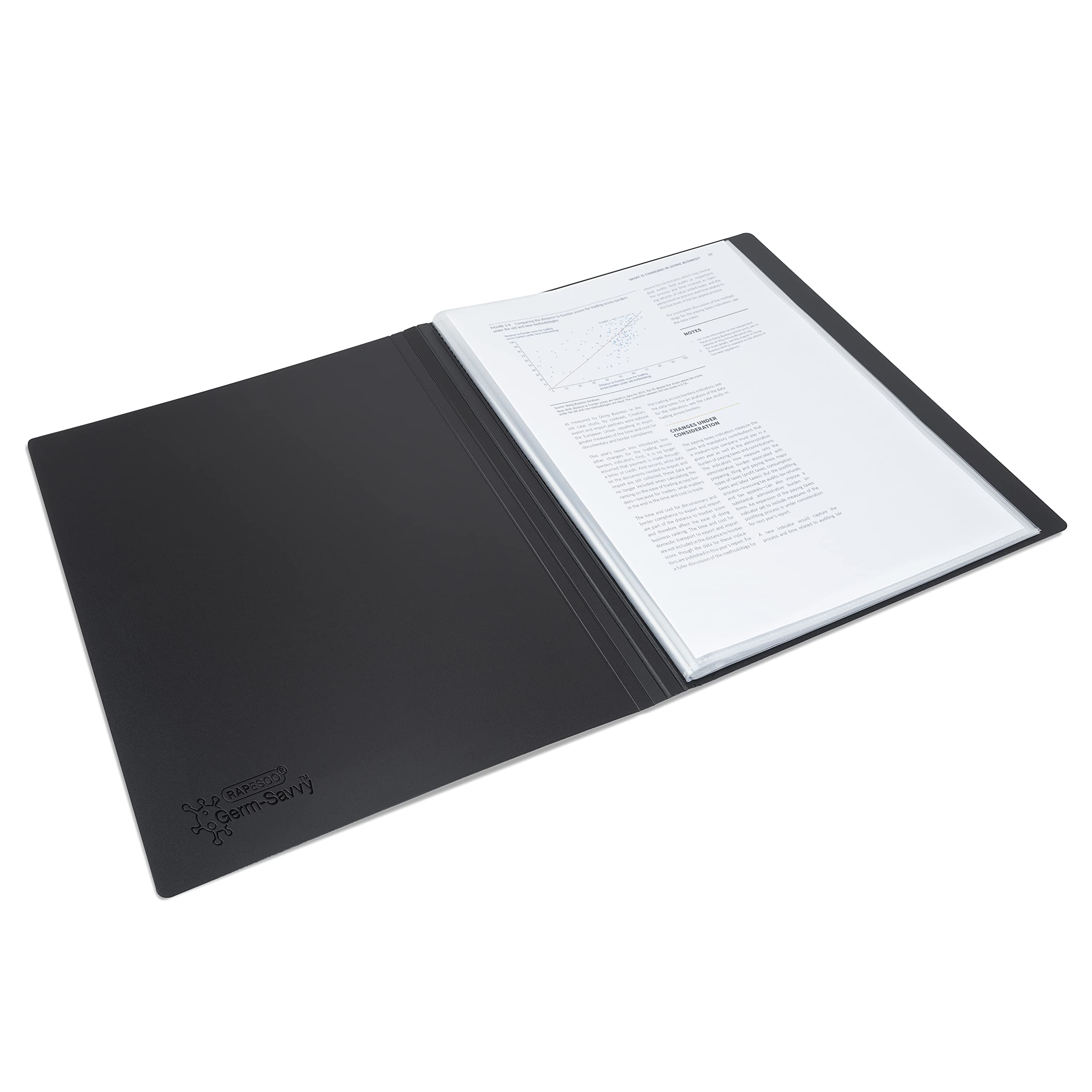 RAPESCO Germ-Savvy 1649 Antibacterial Display Book - 24 Pockets A4 | Black Polypropylene Hardcover 3
