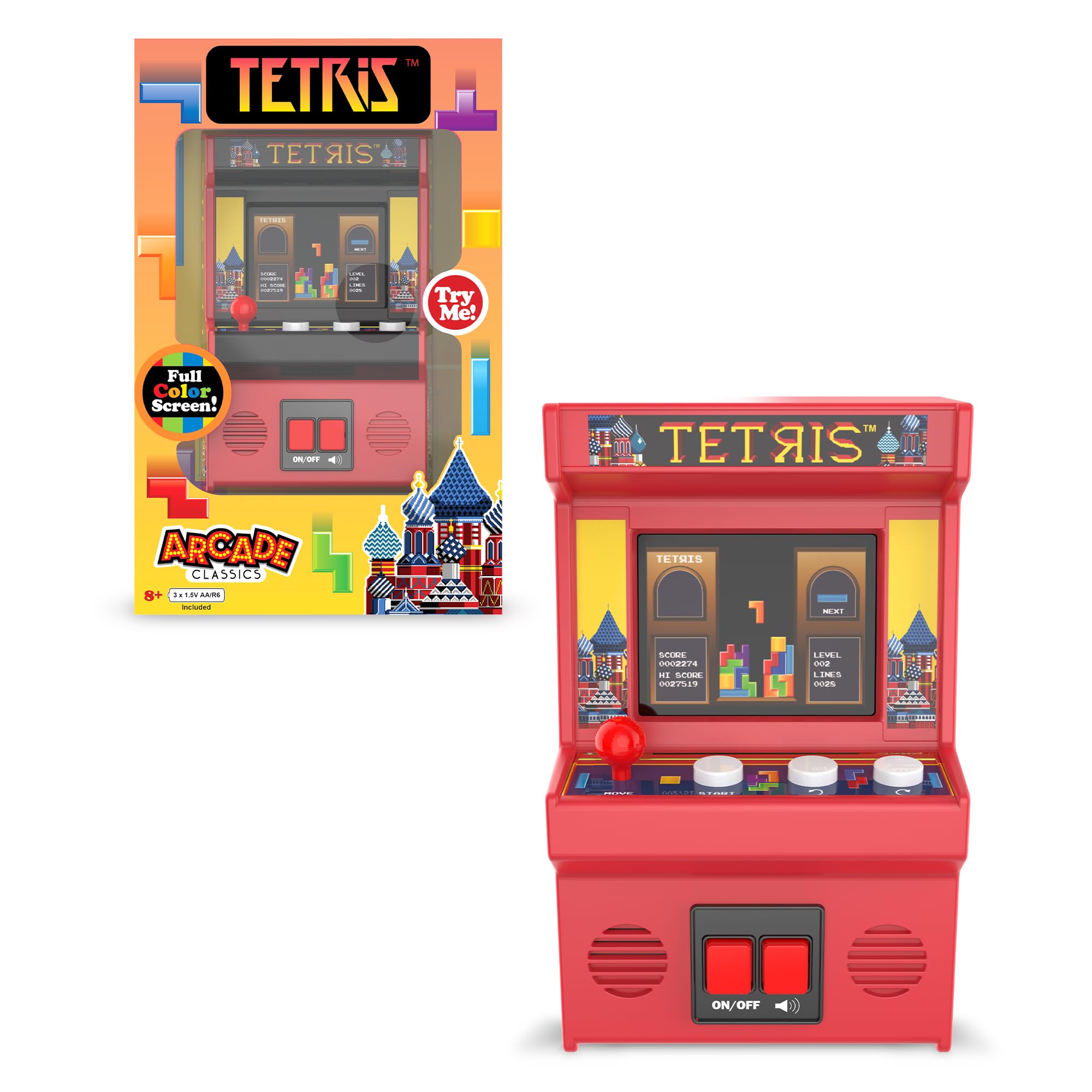 Mini Tetris Arcade Game Machine - Retro Electronic Handheld with Color Screen, Ages 8+ 12