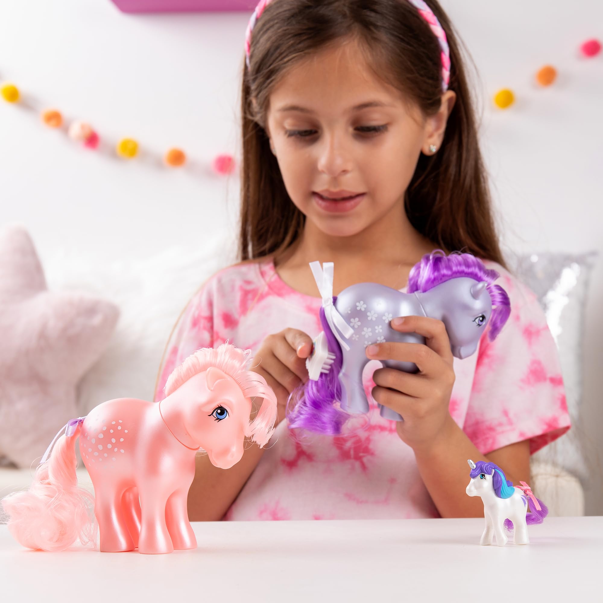 Basic Fun My Little Pony 40th Anniversary Collector Pack | Pearlized Blossom, Cotton Candy & Mini Glory 7