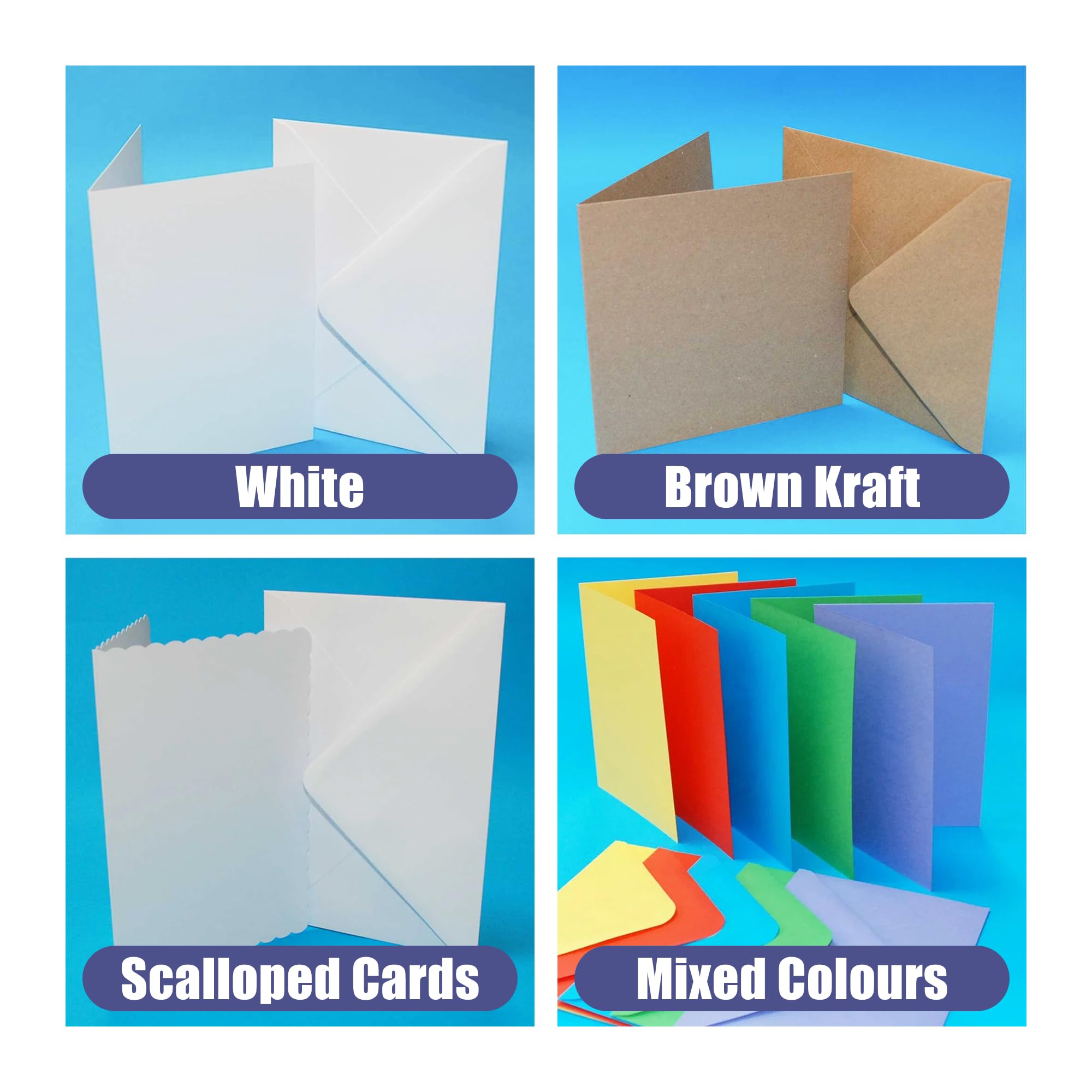 Craft UK White Cards & Envelopes 50 Count | 5 x 5 Size | Self Seal | Card Stock 7