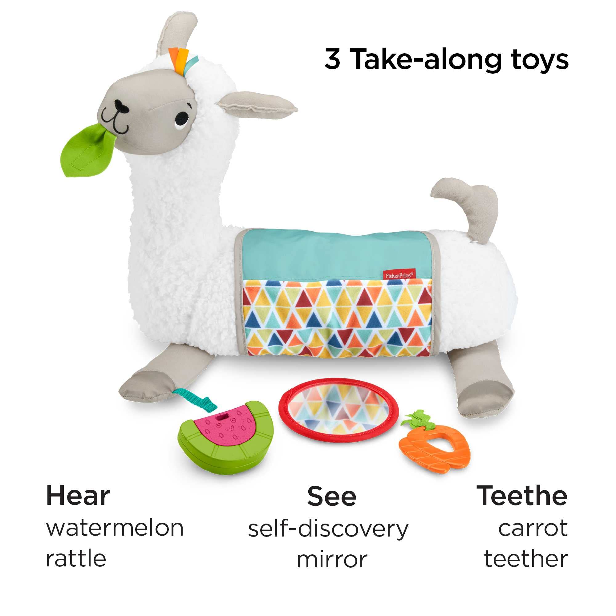Fisher-Price Tummy Time Llama Plush - 4-in-1 Grow-with-Me Baby Toy for Sensory Play & Development 2