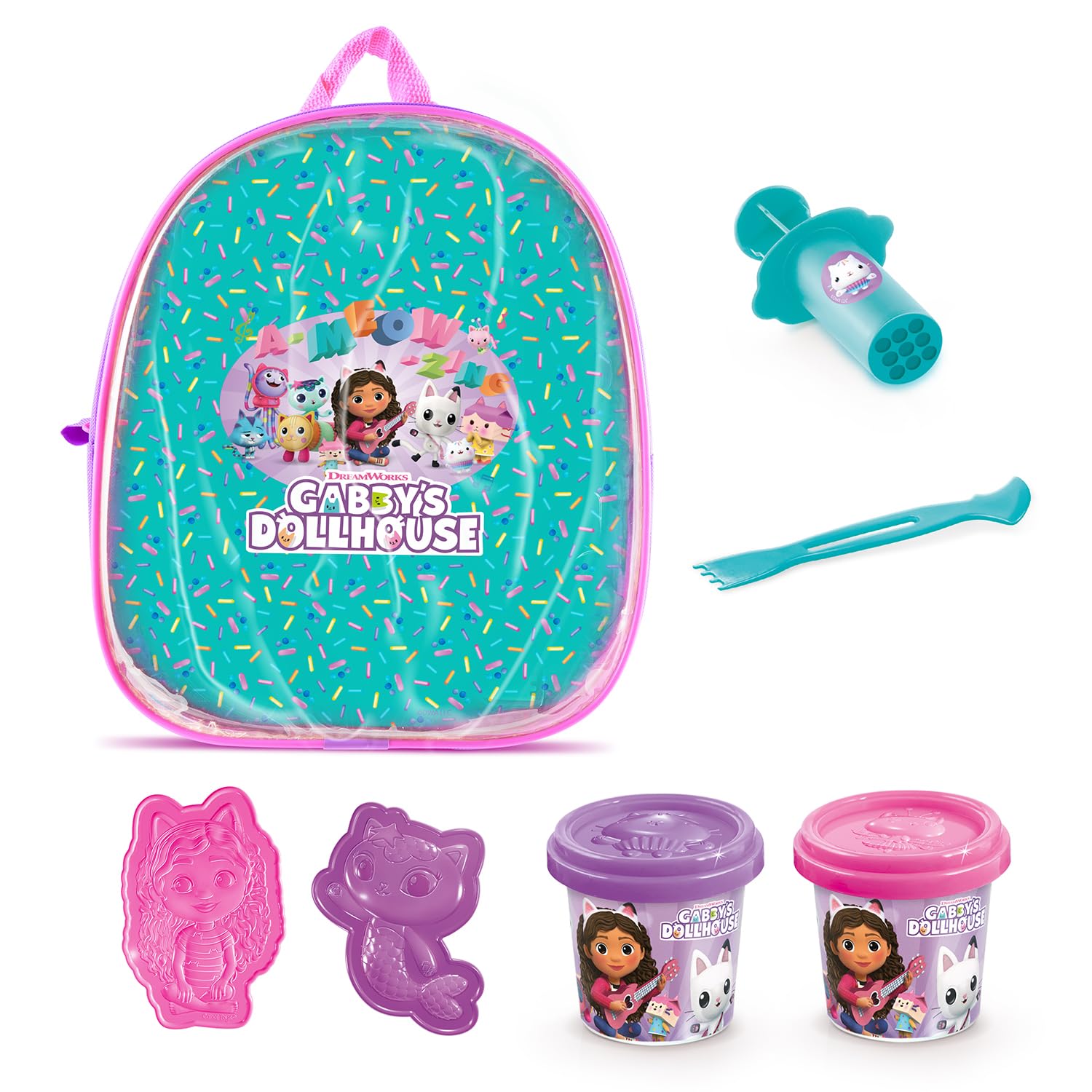 Canal Toys Gabby's Dollhouse Dough Backpack Playset | Includes 2 Dough Pots & Tools | Ages 3+ 5