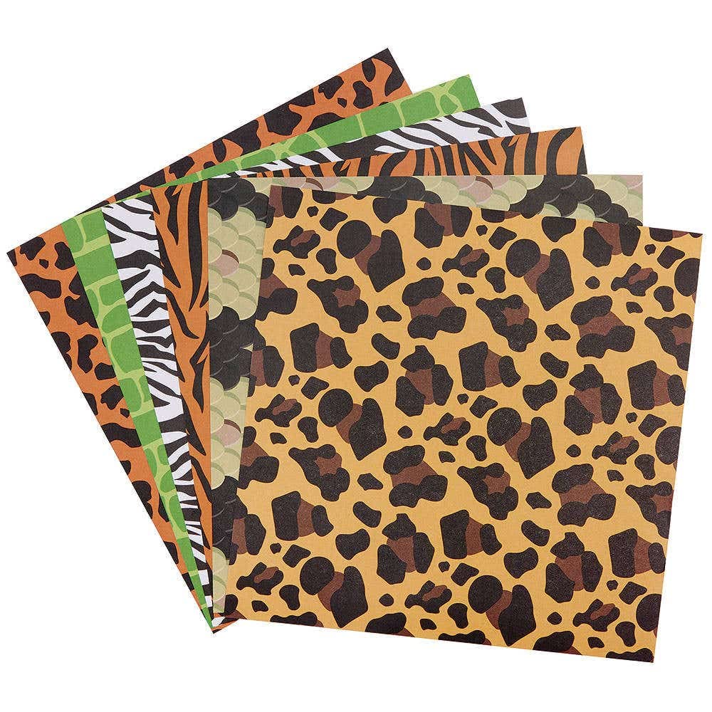 Baker Ross Jungle Animal Printed Paper Pack - 48 Sheets, 120gsm, 203mm x 203mm