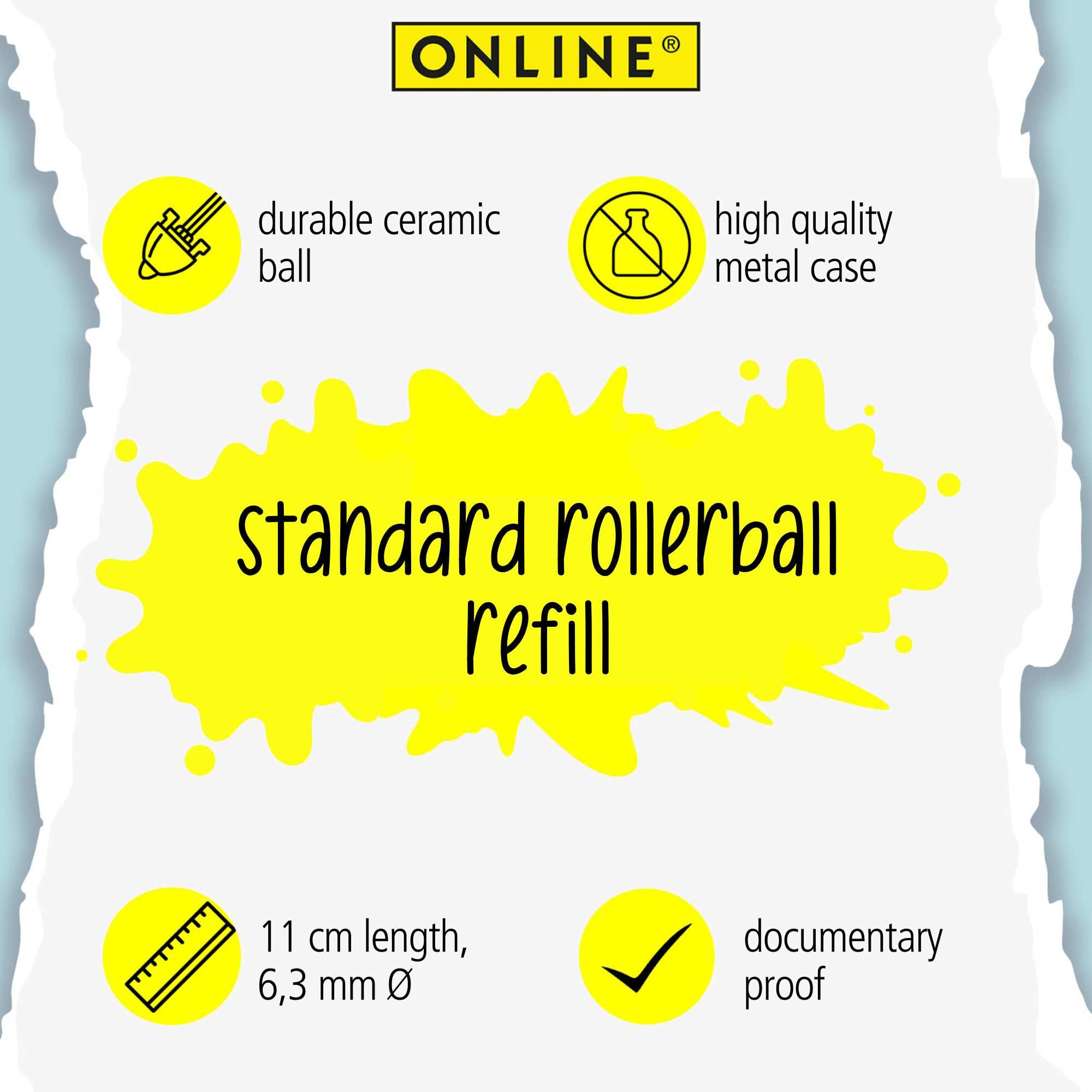 Online Rollerball Pen Refill - Black Ink, 0.7mm Line Width, ISO 14145-2 Certified 5