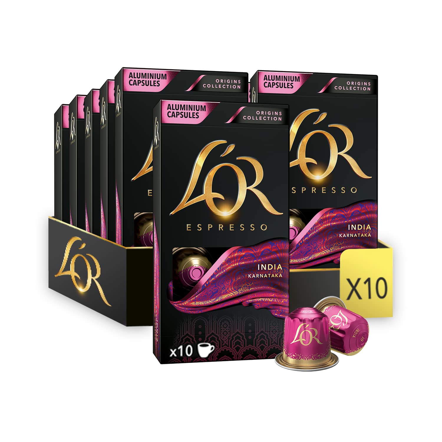L'Or Espresso India Coffee Pods - Sweet & Spicy Flavor, Nutmeg & Clove Notes | 100 Recyclable Capsules 1
