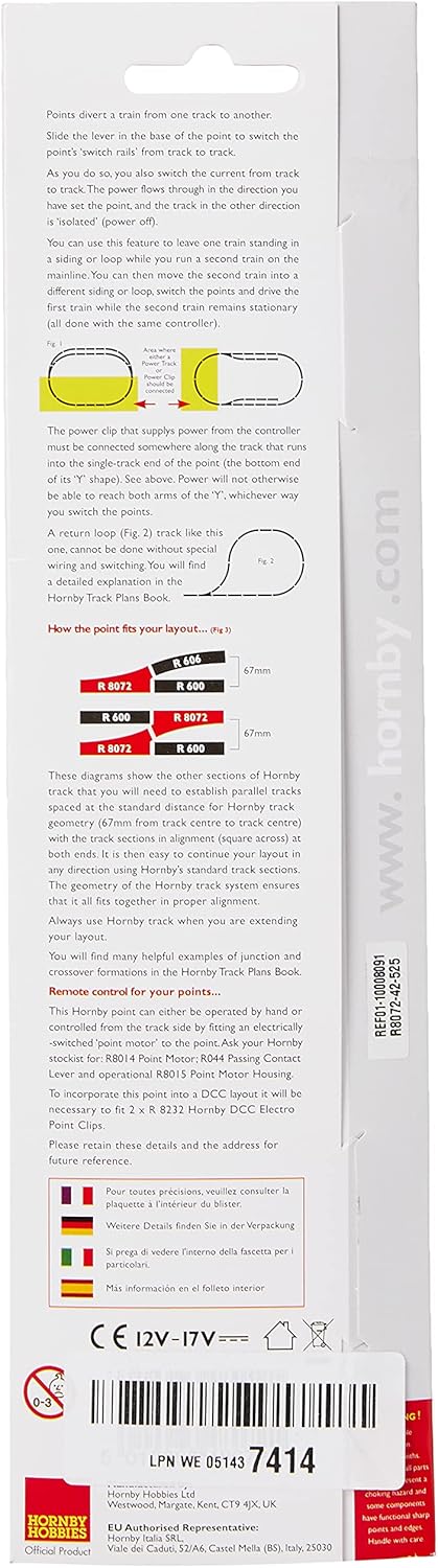 Hornby R8072 Left Hand Point Track 00 Gauge 438mm Radius 2