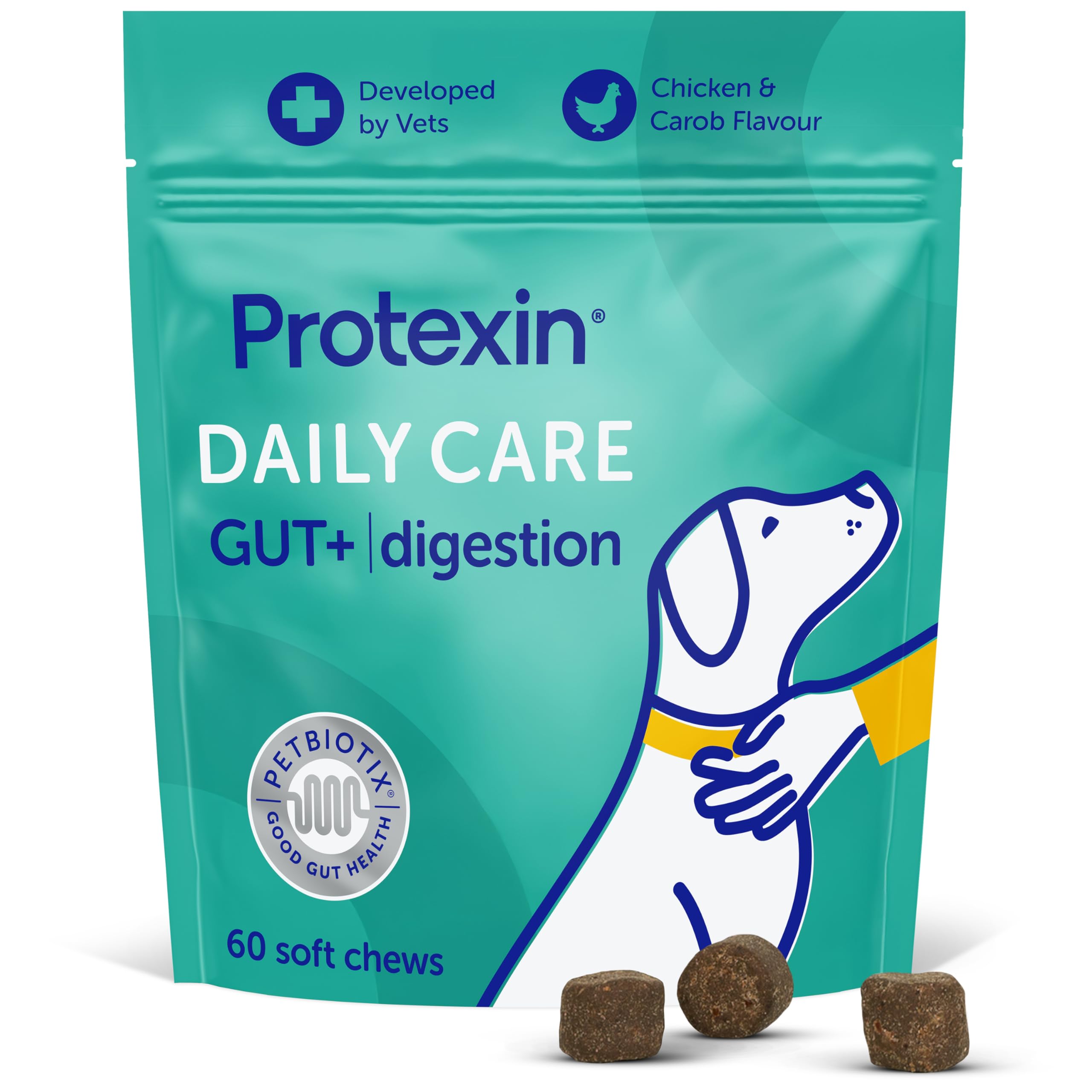 Protexin Daily Chews - High-Fibre Digestive Supplement for Dogs | Probiotics & Prebiotics
