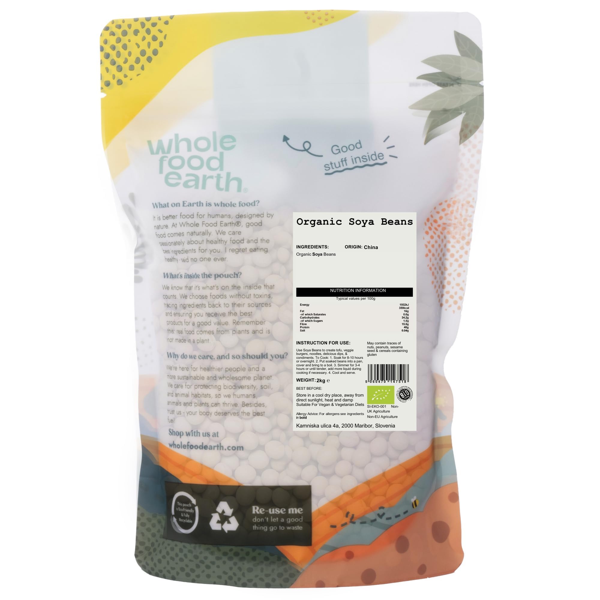 Wholefood Earth Organic Soya Beans 2kg - GMO Free, High Fibre, Vegan 4