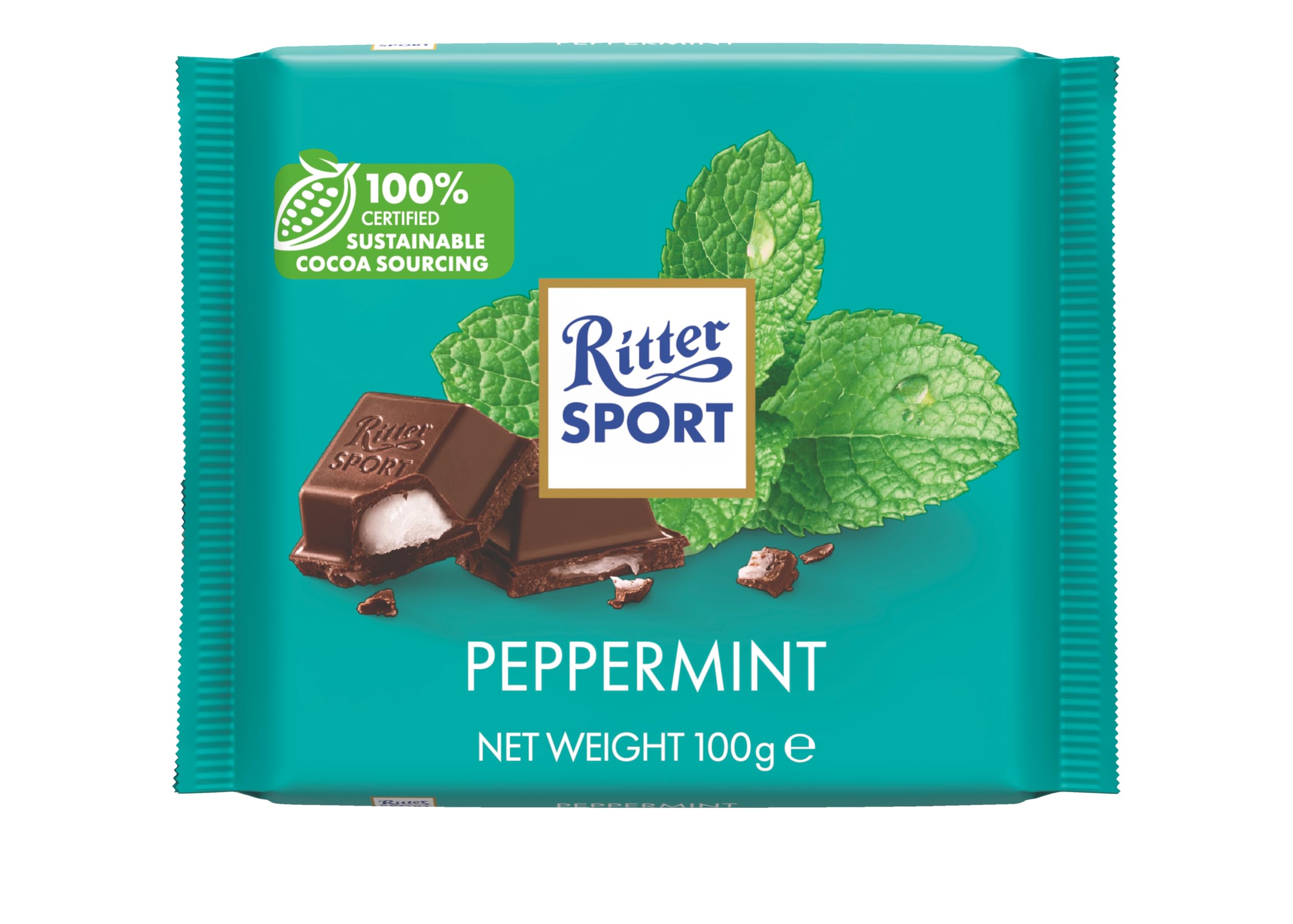 Ritter Sport - Peppermint Dark Chocolate Bar 100g, Case of 12 4