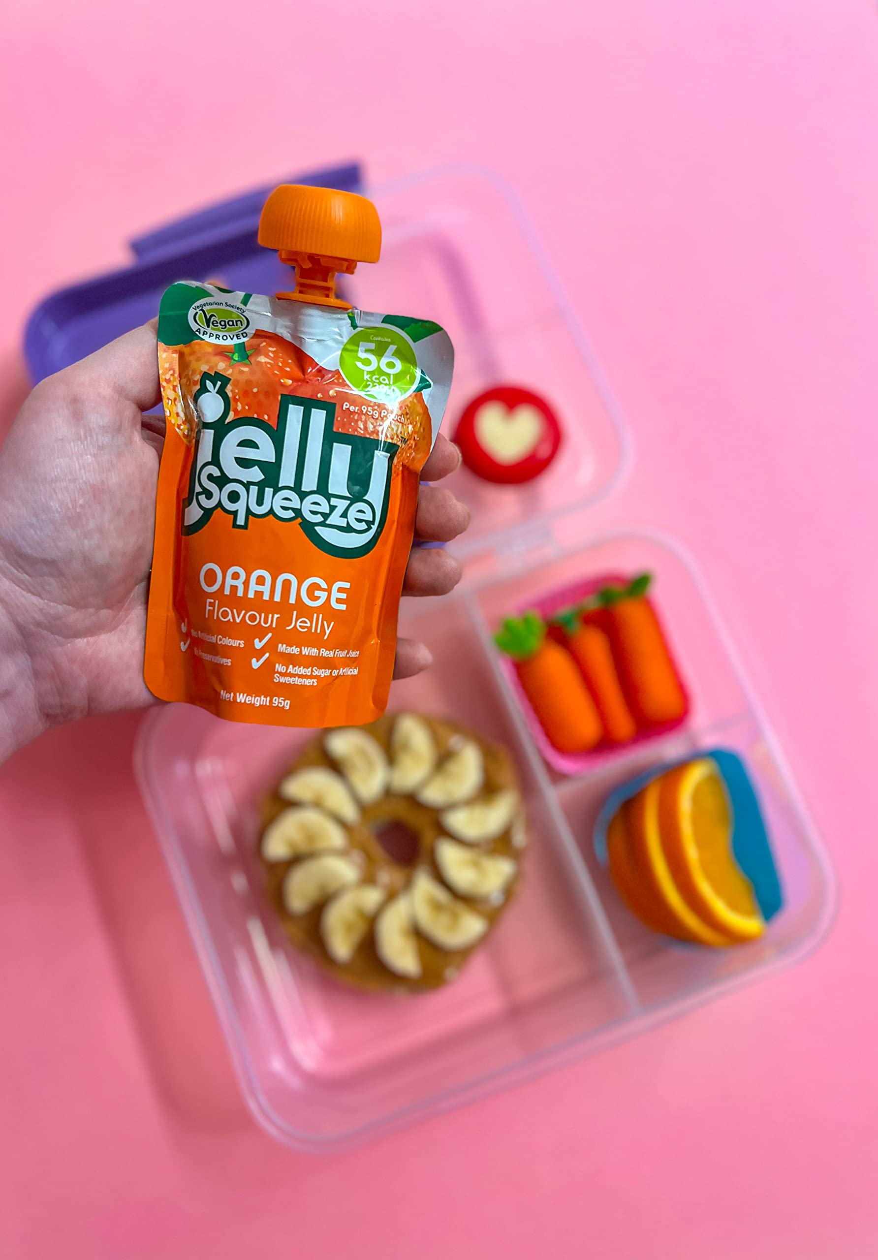 Jelly Squeeze Orange Flavour Jelly Pouches - No Added Sugar | Vegan | 16 x 95 g 5