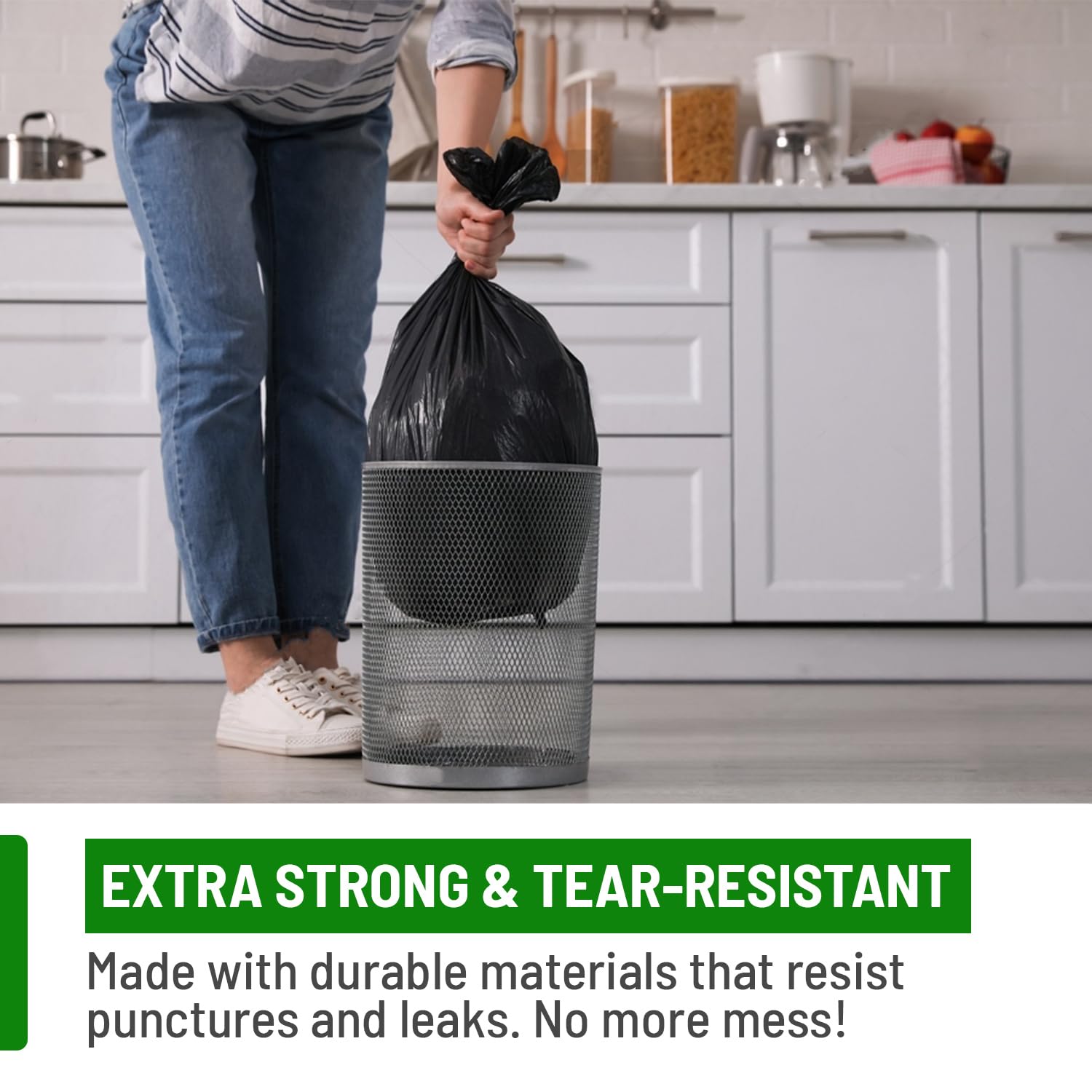 Delka Heavy Duty Black Bin Bags – 50L Capacity, 25 Micron Thick, Leak-Proof – Pack of 50 5