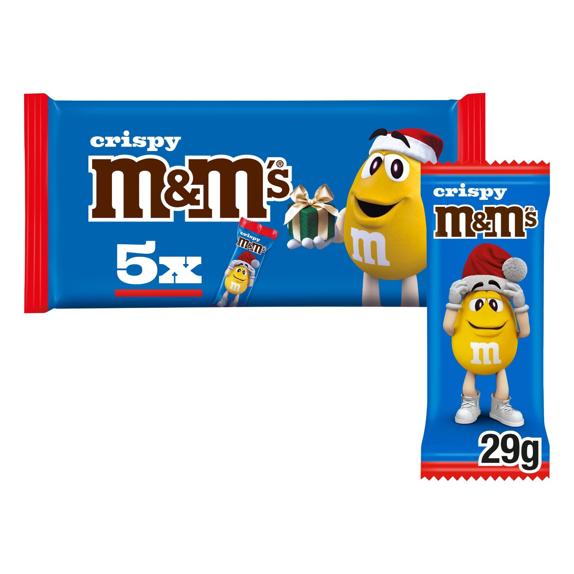 M&M's Milk Chocolate Crispy Santa 5-Pack - Festive Holiday Chocolate Treats 1