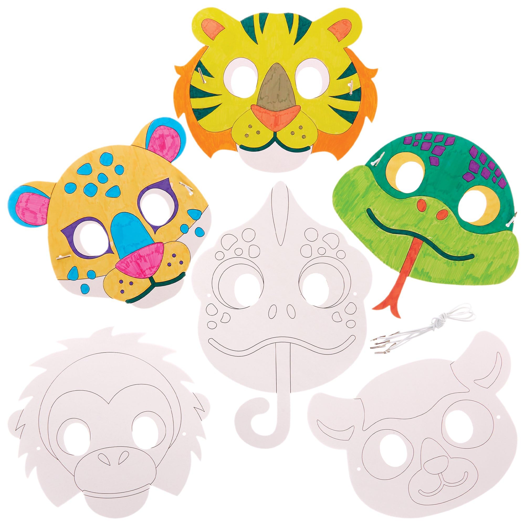 Baker Ross FX556 Rainforest Animal Colour In Masks - Pack of 10 | Felt Cloth | Ages 3+ 1