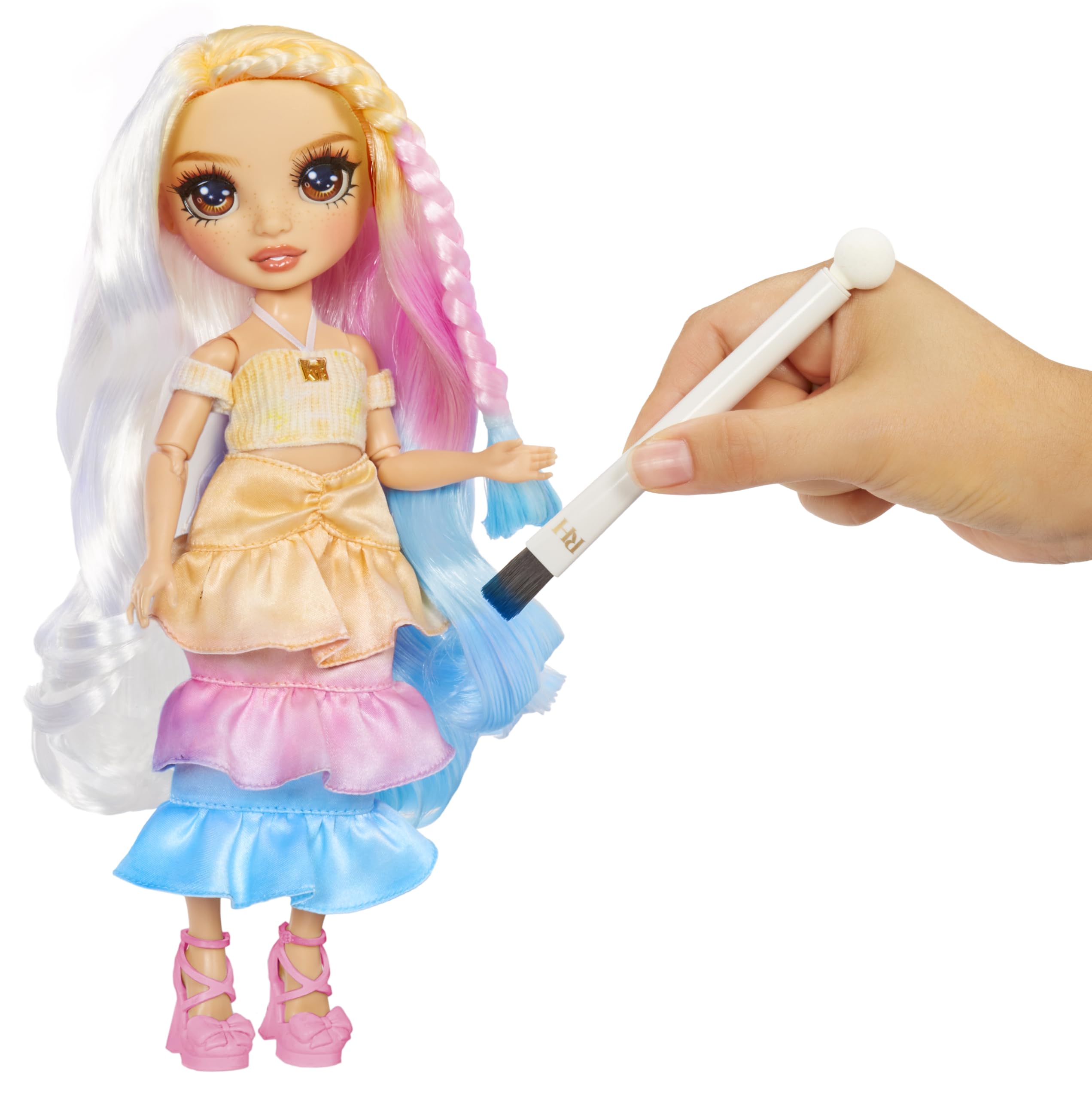 Rainbow High Watercolour & Create DIY Fashion Doll - Tie-Dye Kit with Washable Colours, Extra Outfits - Ages 4-8 10