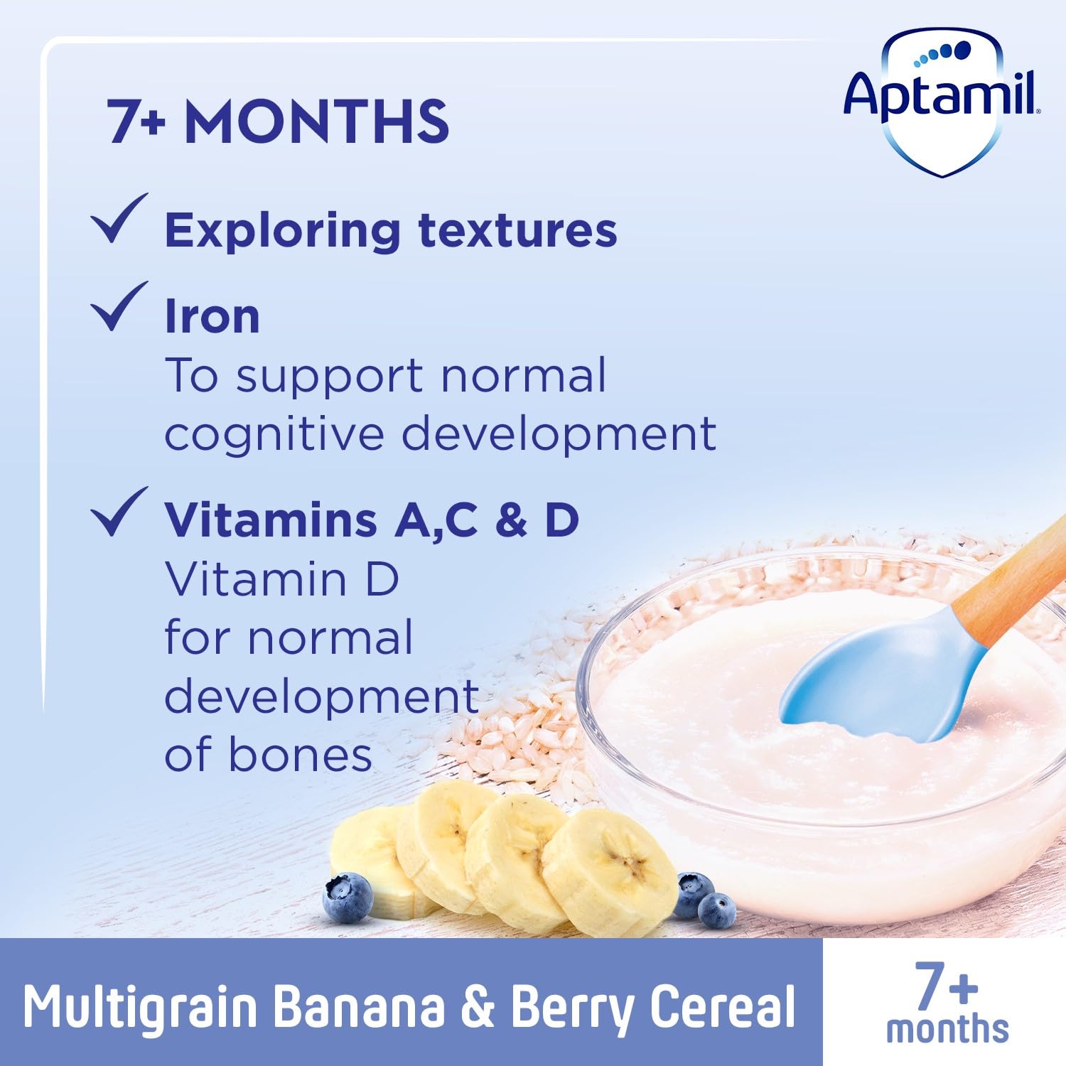 Aptamil Multigrain Banana & Berry Porridge Baby Food Cereal, 7+ Months, 200g 4