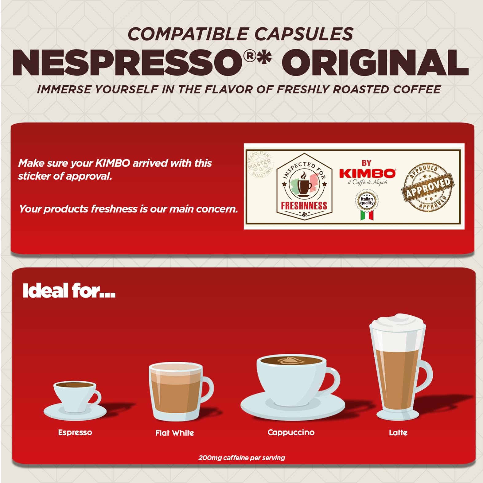 Kimbo Coffee Espresso Napoli Capsules (10 x 10) | Nespresso-Compatible Pods | Italian Medium Dark Roast | Arabica Robusta Blend 3