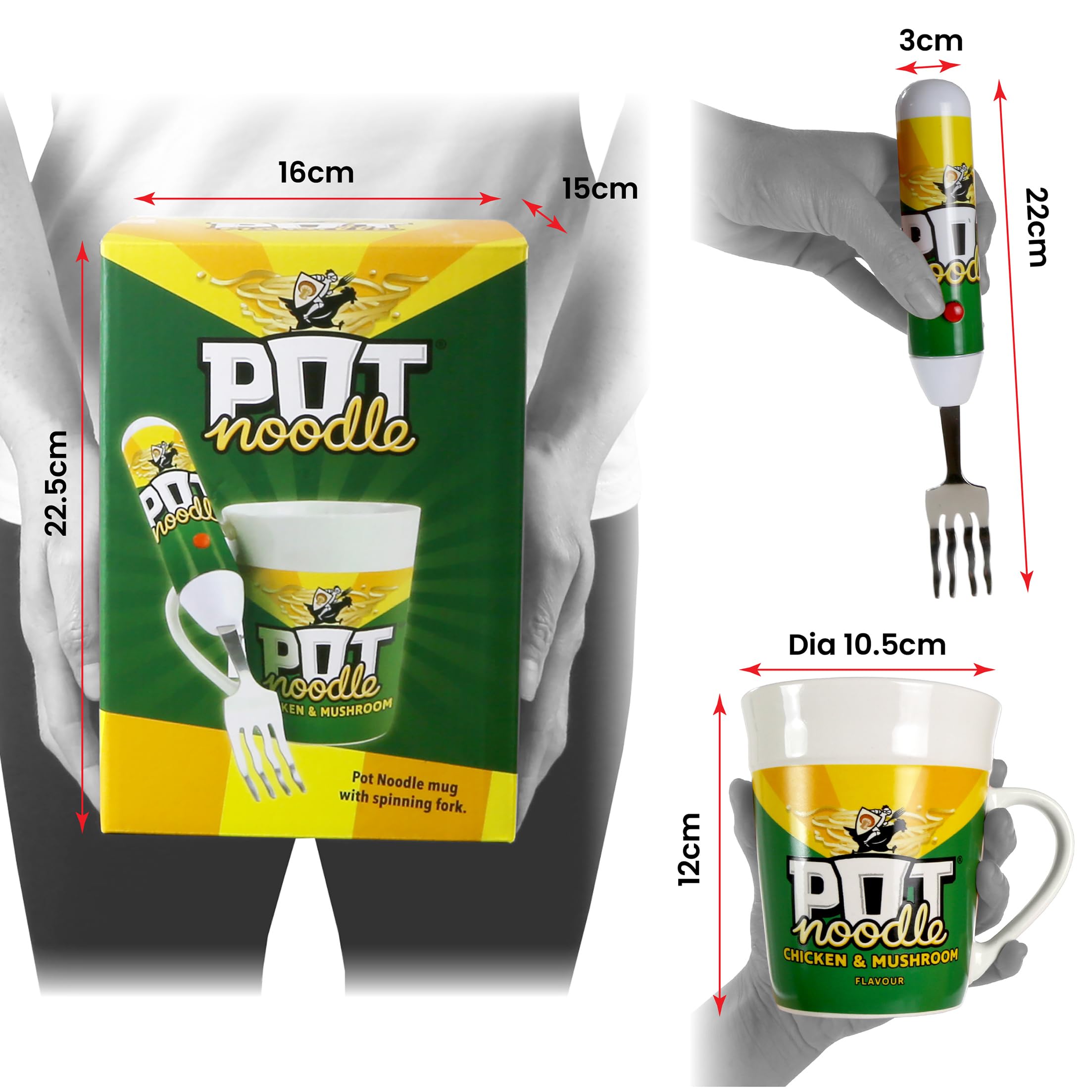 Kimm & Miller Pot Noodle Spinning Fork & Mug Gift Set - Chicken & Mushroom Design 2
