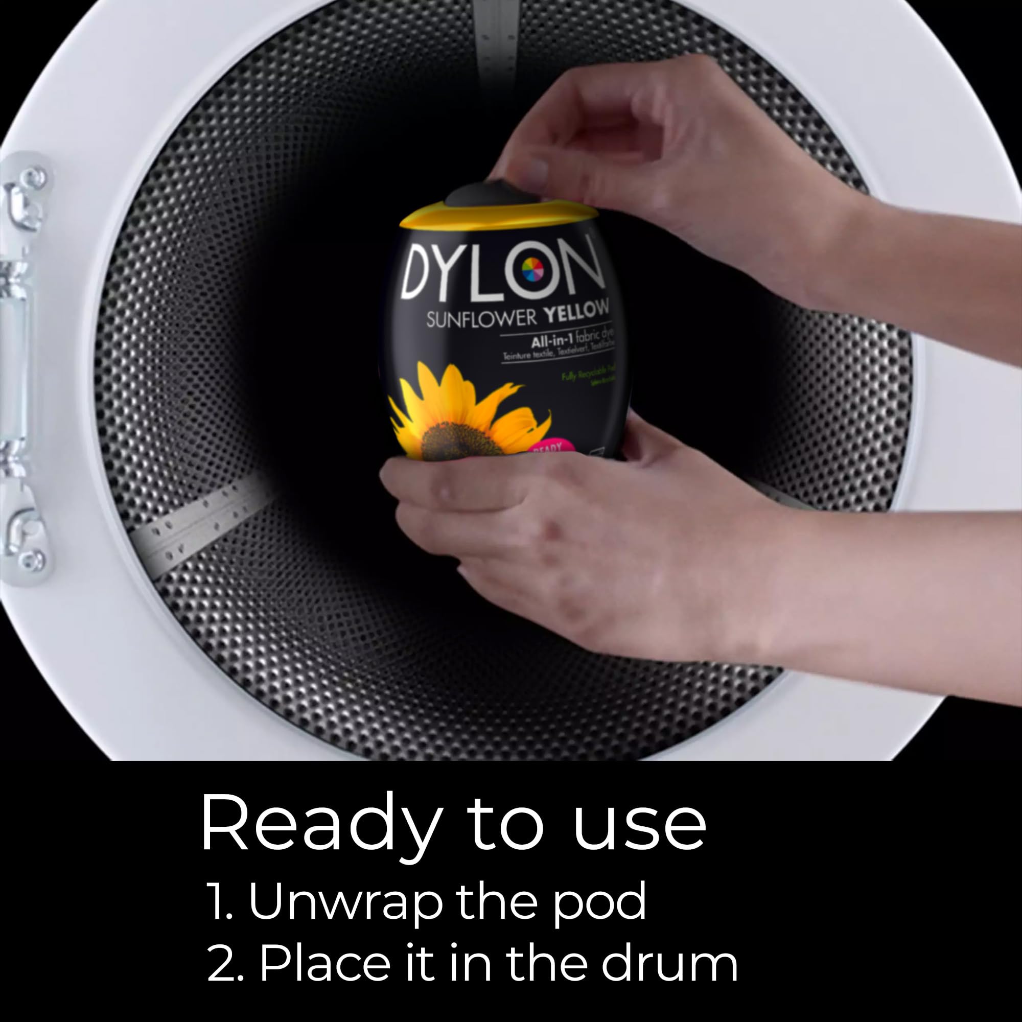 Dylon Washing Machine Fabric Dye Pod - Sunflower Yellow, 350g 2