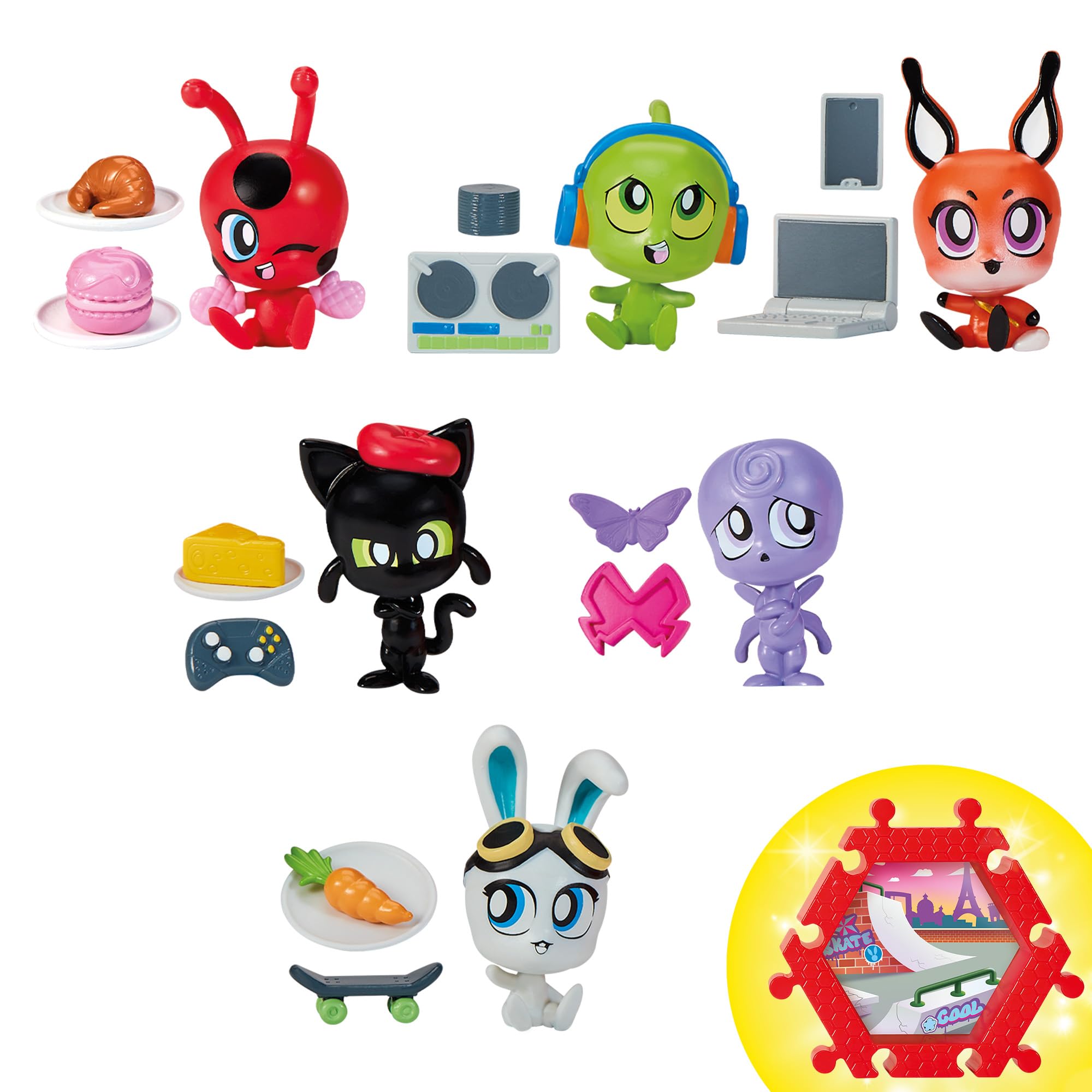 Bandai Miraculous Shack Stack Surprise - Ladybug & Cat Noir Chibi Figure with Accessories 2