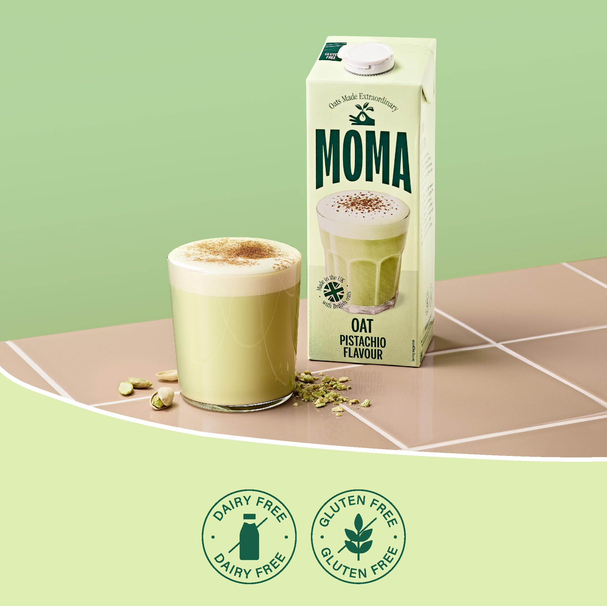 MOMA Pistachio Flavoured Oat Drink - 1L - Plant Based & Vegan - Not From Concentrate